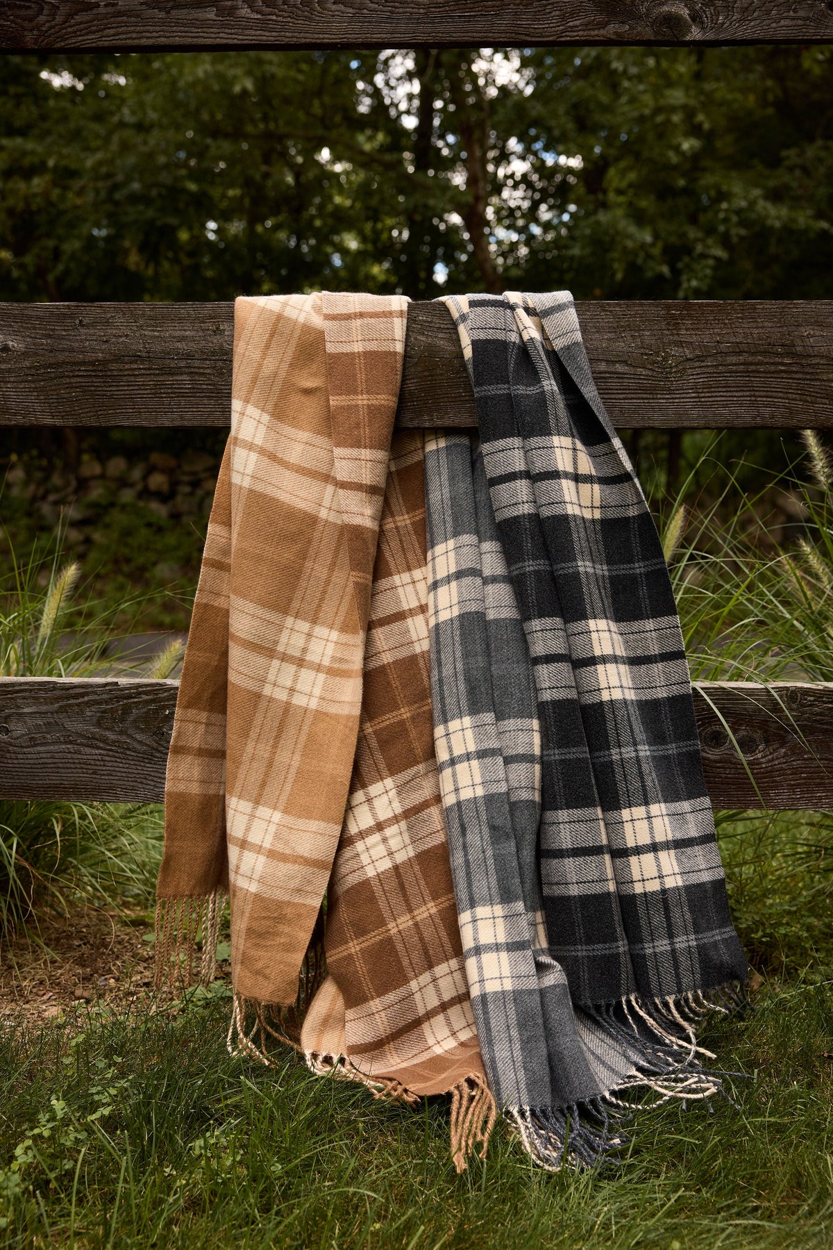 Reversible Plaid Scarf - Navy Combo