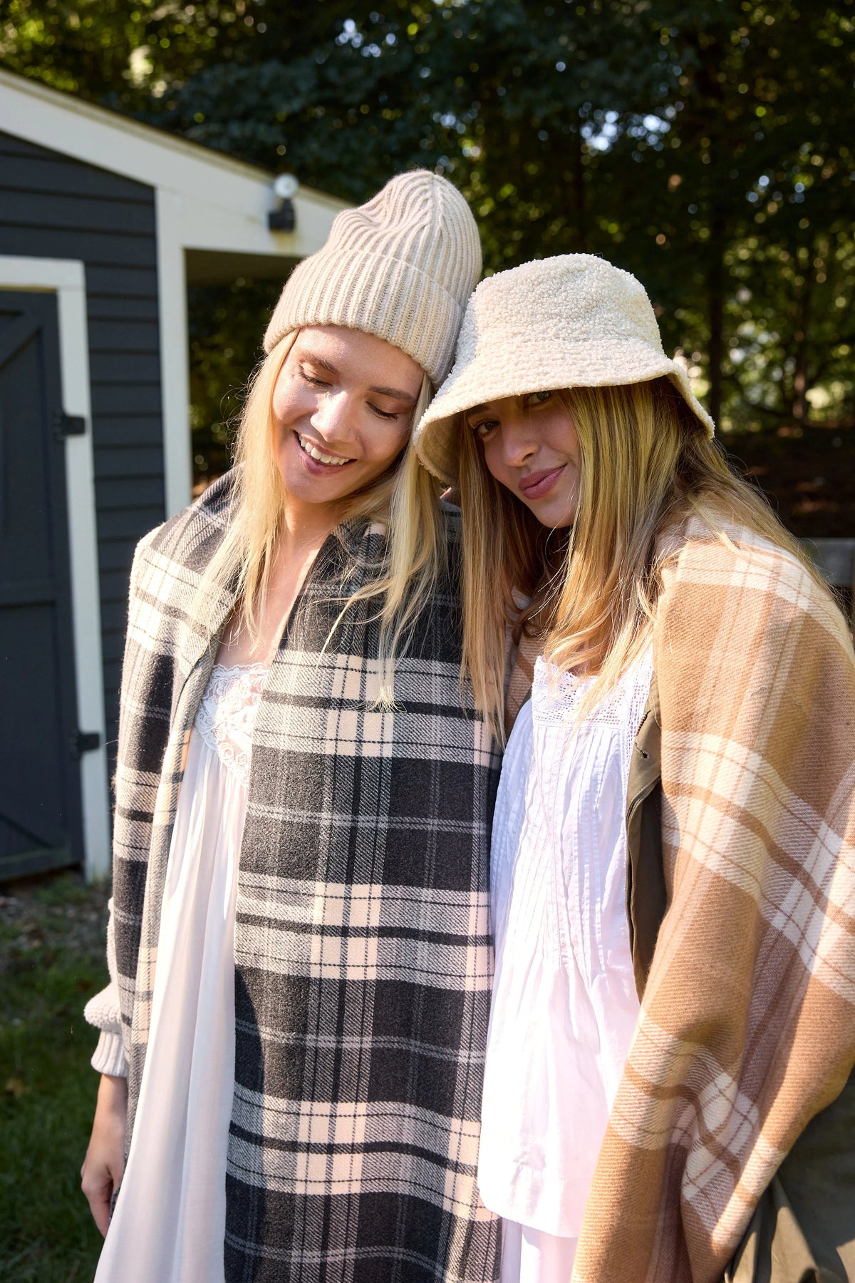 Reversible Plaid Scarf - Navy Combo