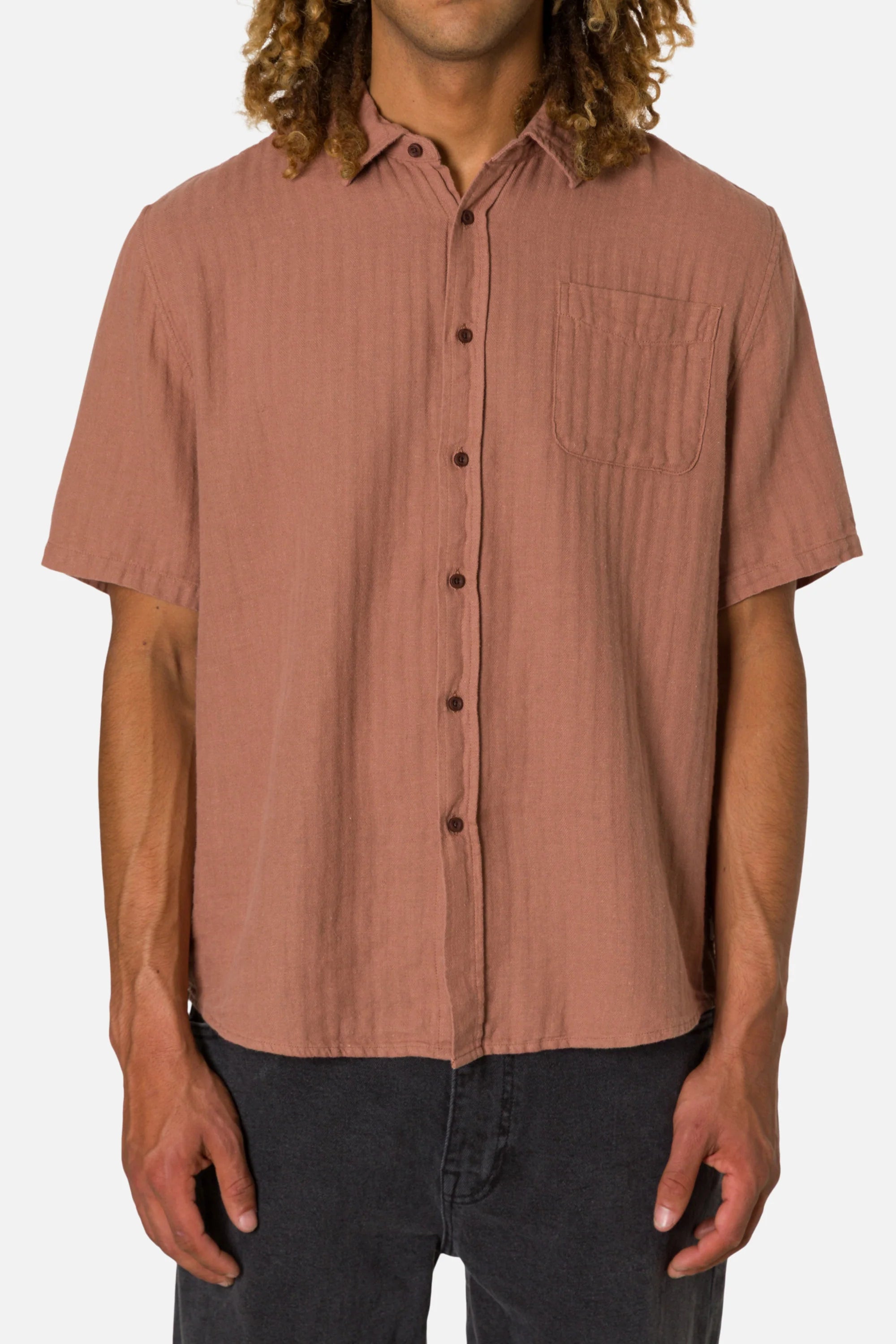 Alan Solid Shirt - Dark Clay