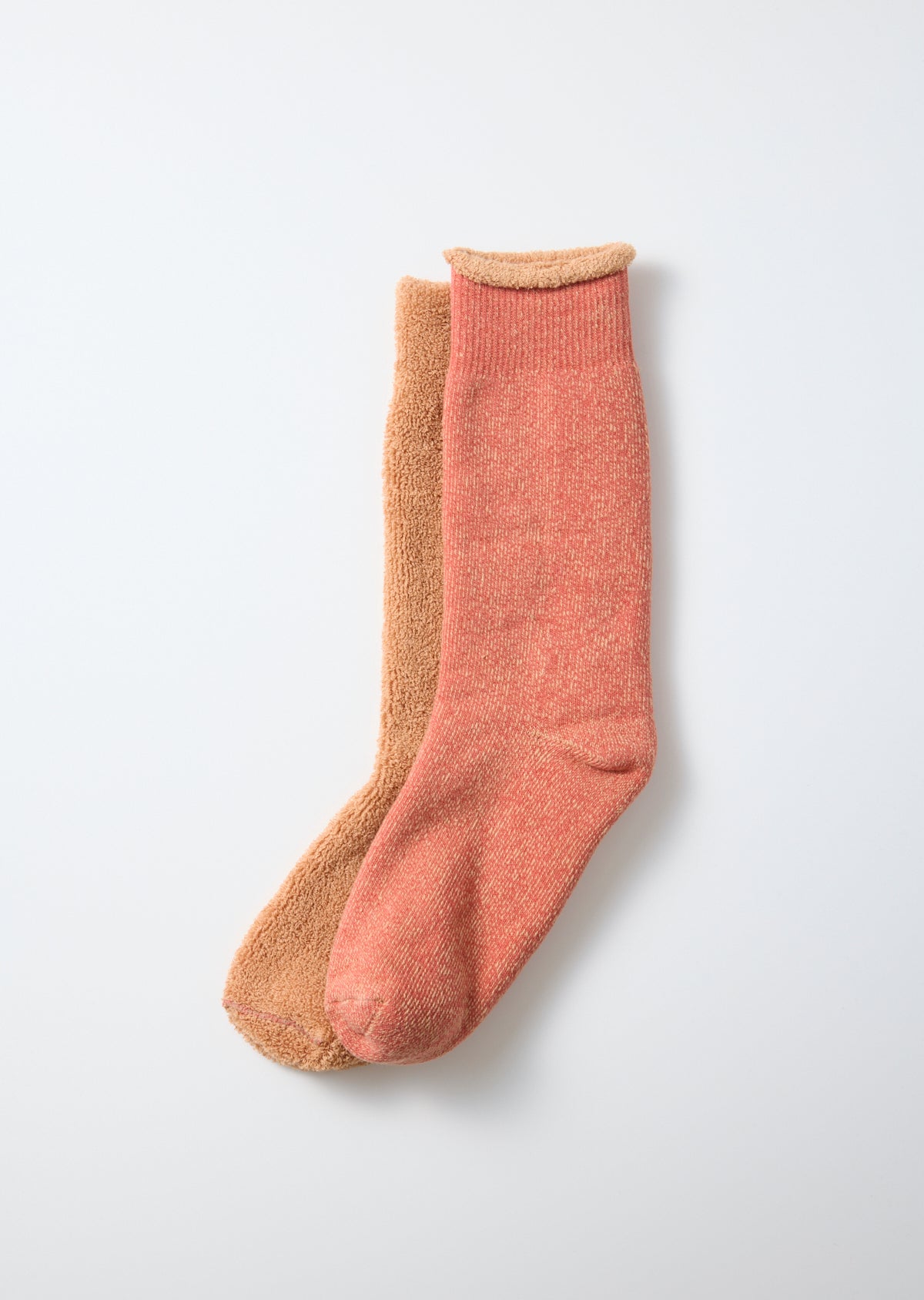Reversible Pile Socks - Light Red/Apricot