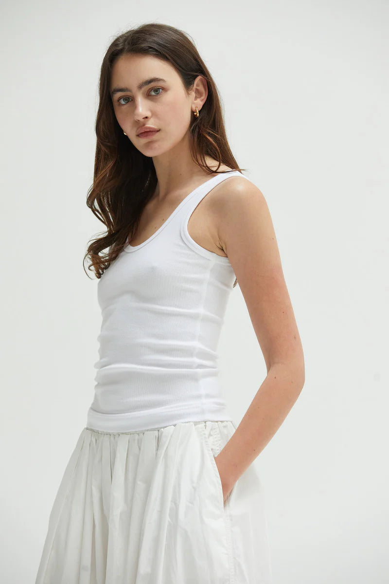 Mila Rib Tank - White
