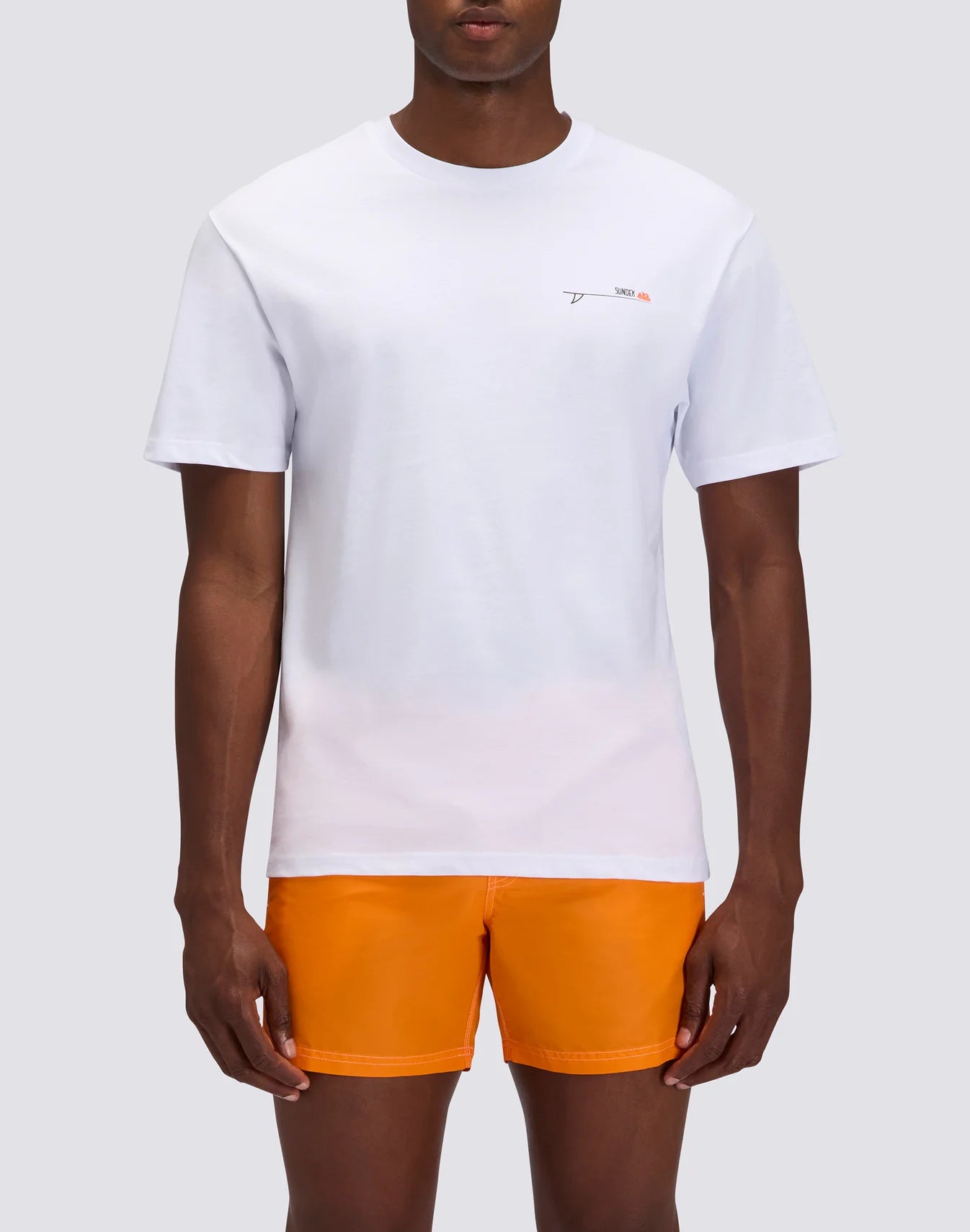Men's Crew Neck T-Shirt with Old School Surf Print - White