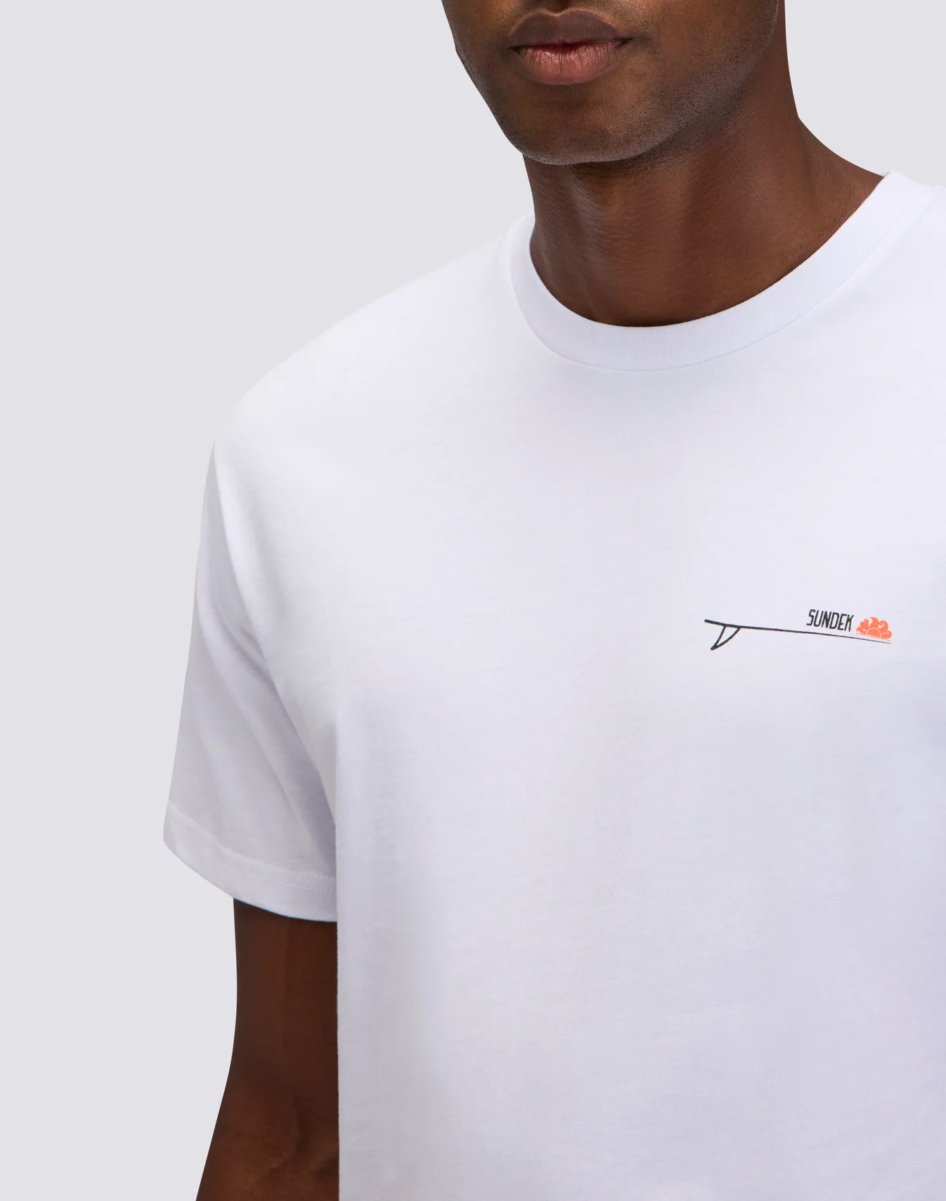 Men's Crew Neck T-Shirt with Old School Surf Print - White
