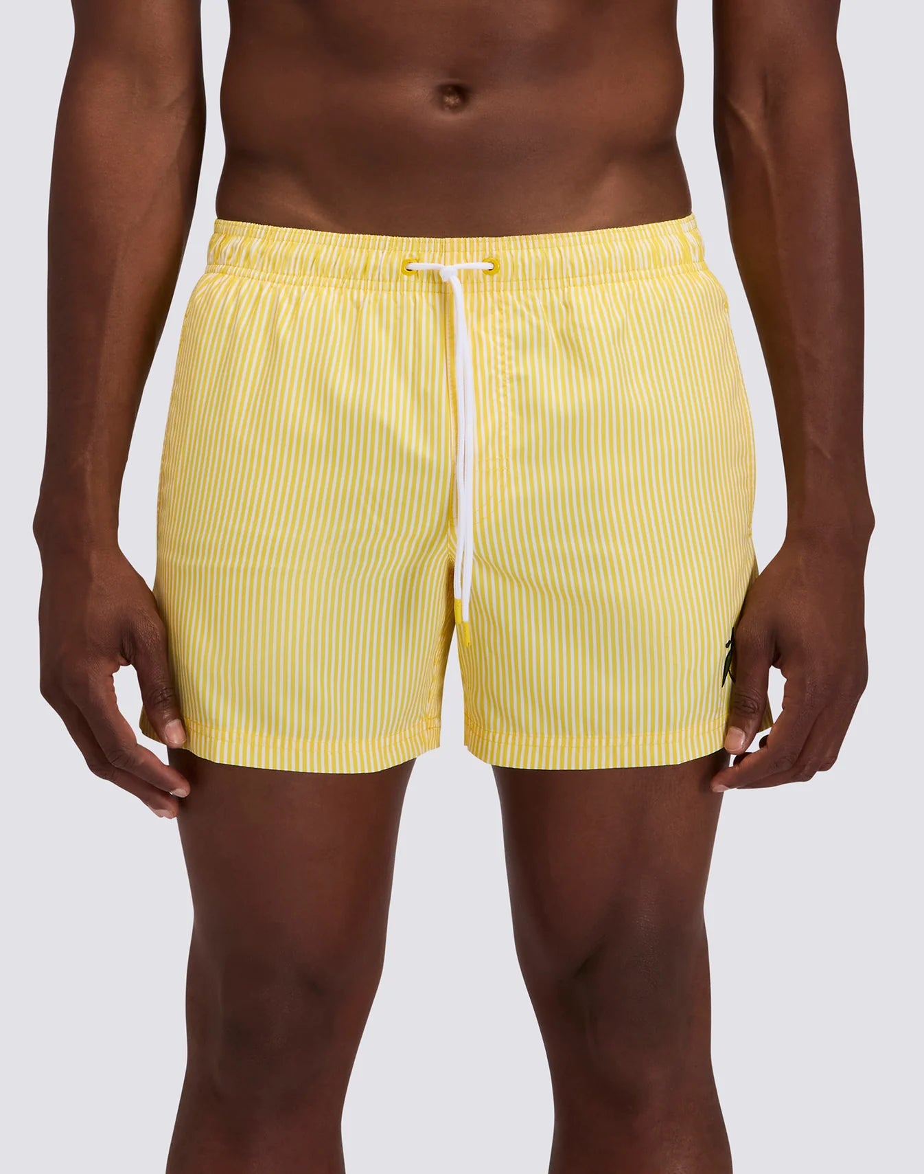 Short-Length Swimwear with Elasticated Waist Repreve® Recycled Polyester with Juicy Stripe Print and Fruit Embroidery - Summer Yellow