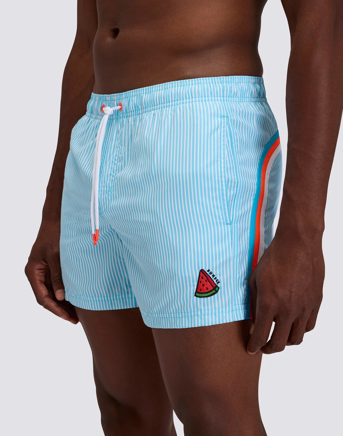 Short-Length Swimwear with Elasticated Waist Repreve® Recycled Polyester with Juicy Stripe Print and Fruit Embroidery - Lunar
