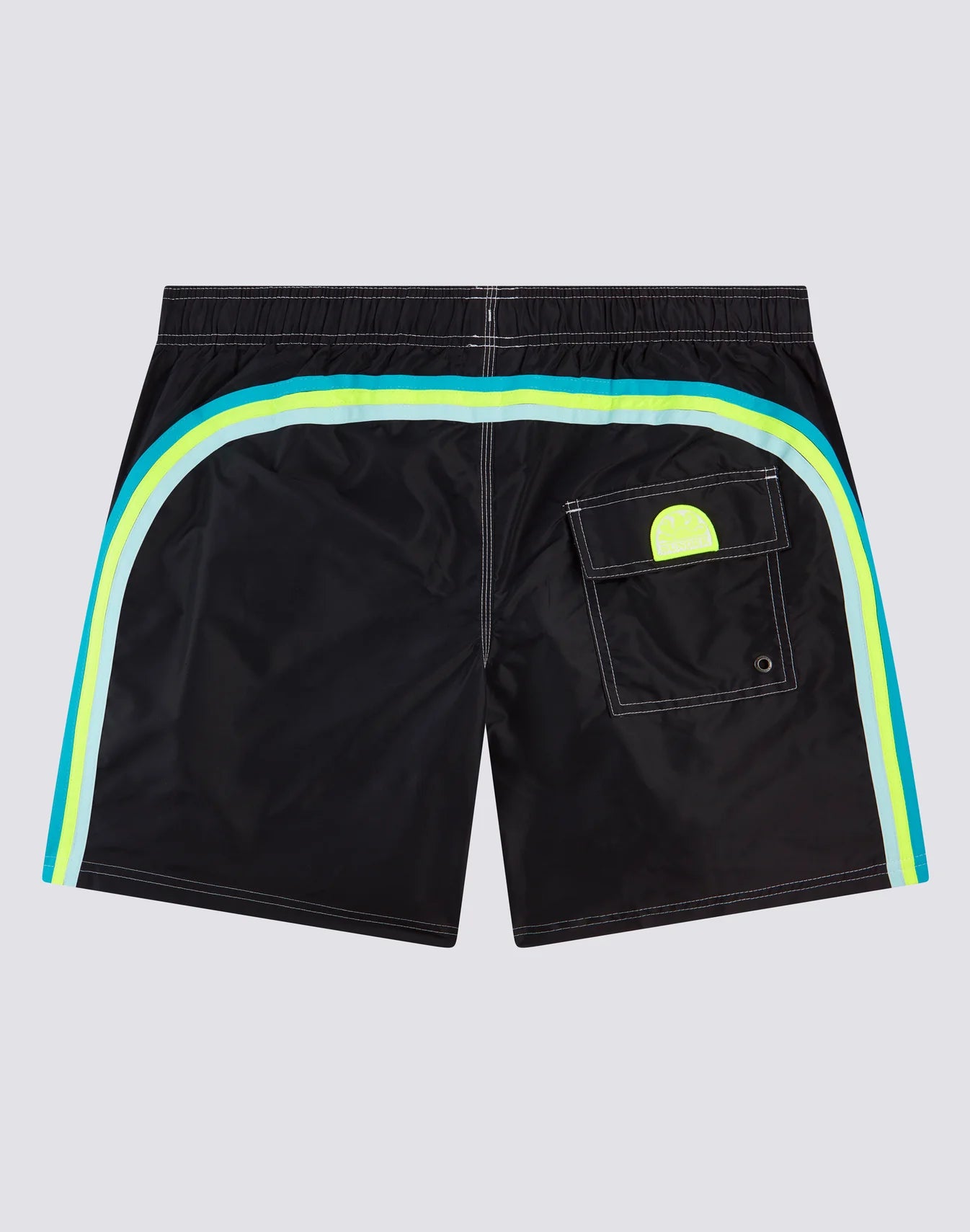 Iconic Taffeta Stretch Waist Mid Length Swim Shorts - Black