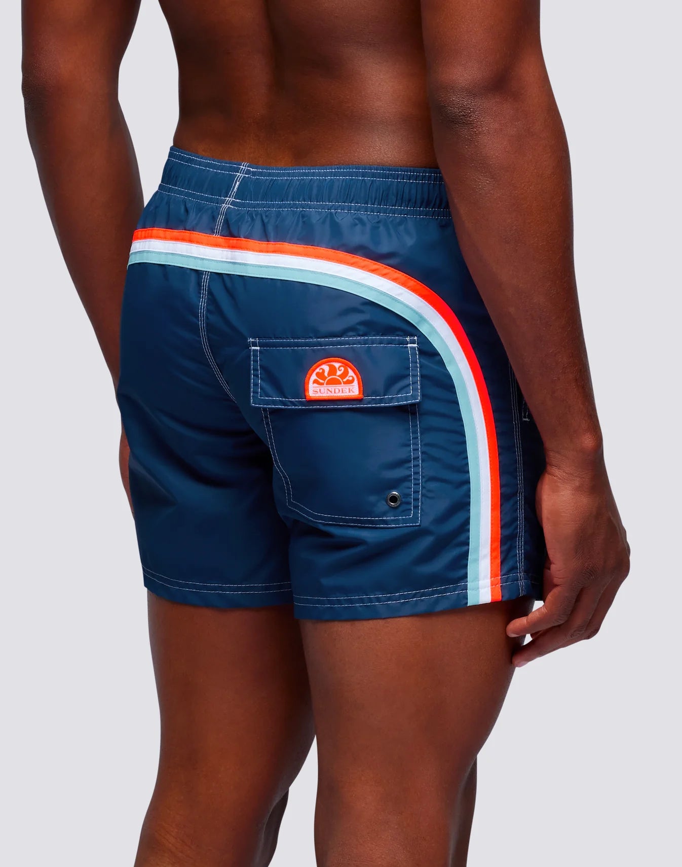 Iconic Taffeta Short Swimshorts with Elastic Waist - Navy