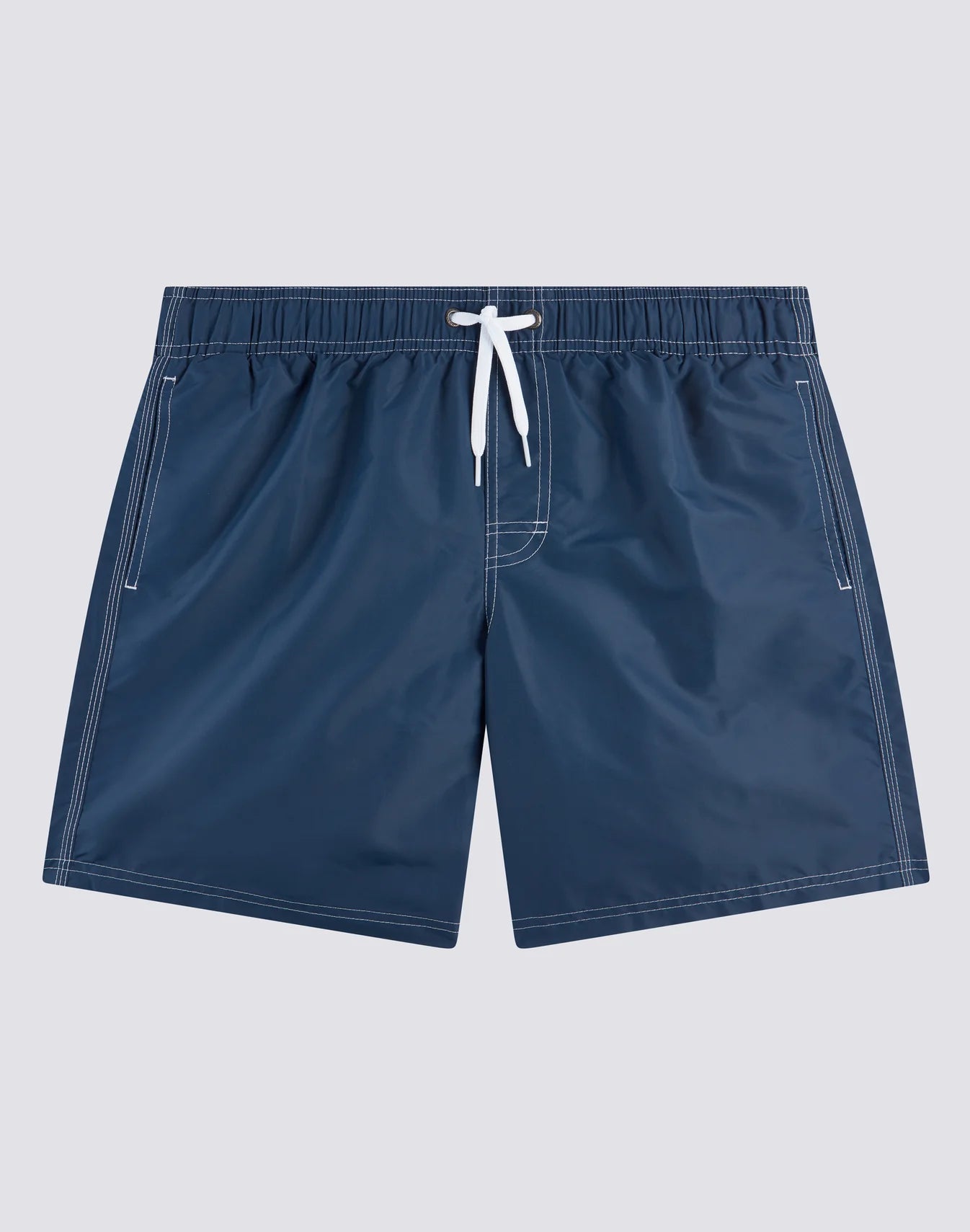 Iconic Taffeta Stretch Waist Mid Length Swim Shorts - Navy