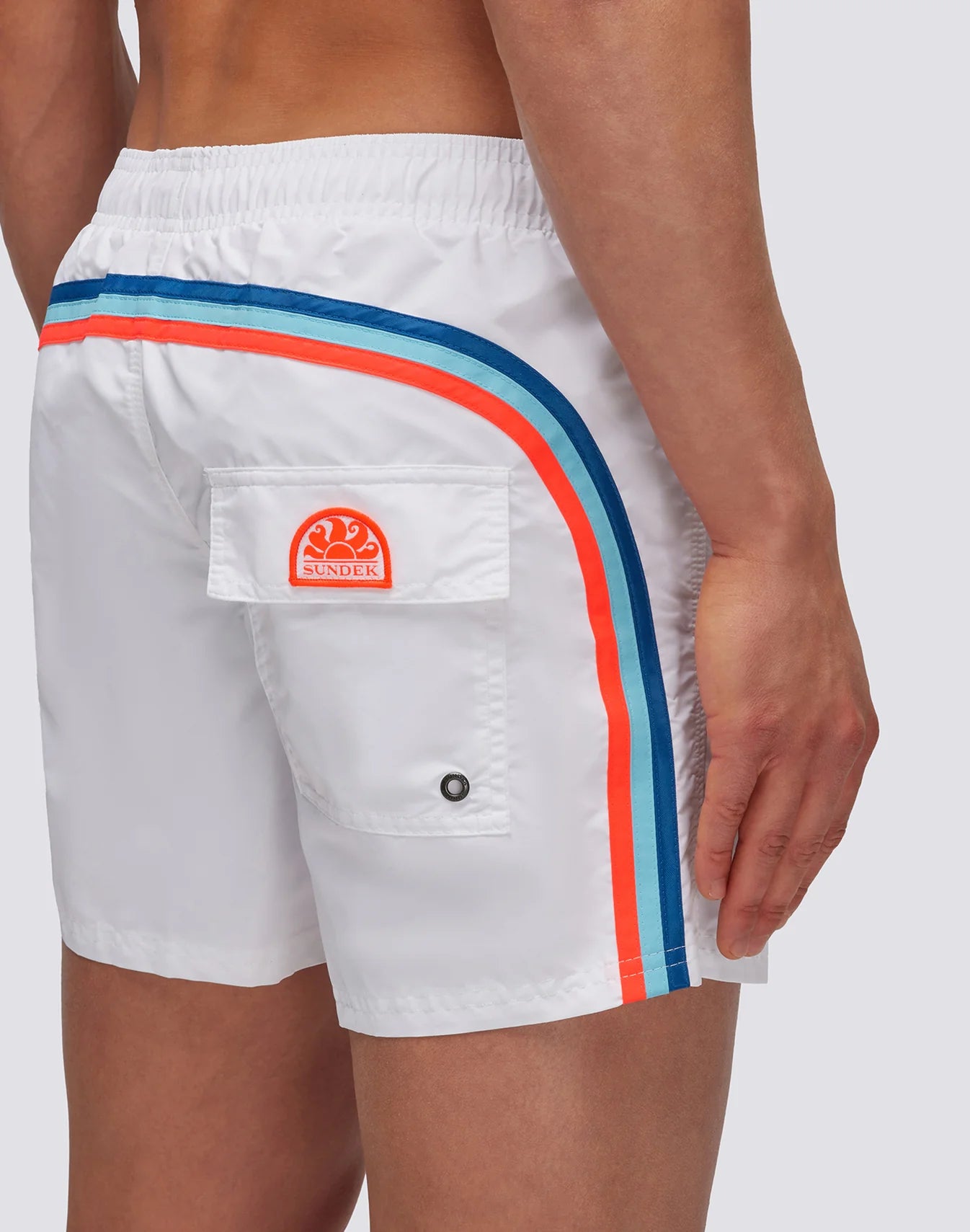 Iconic Taffeta Short Swimshorts with Elastic Waist - White