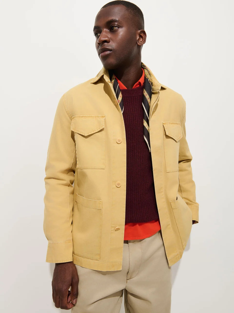 Garment Dyed Chore Jacket in Canvas - Einkorn