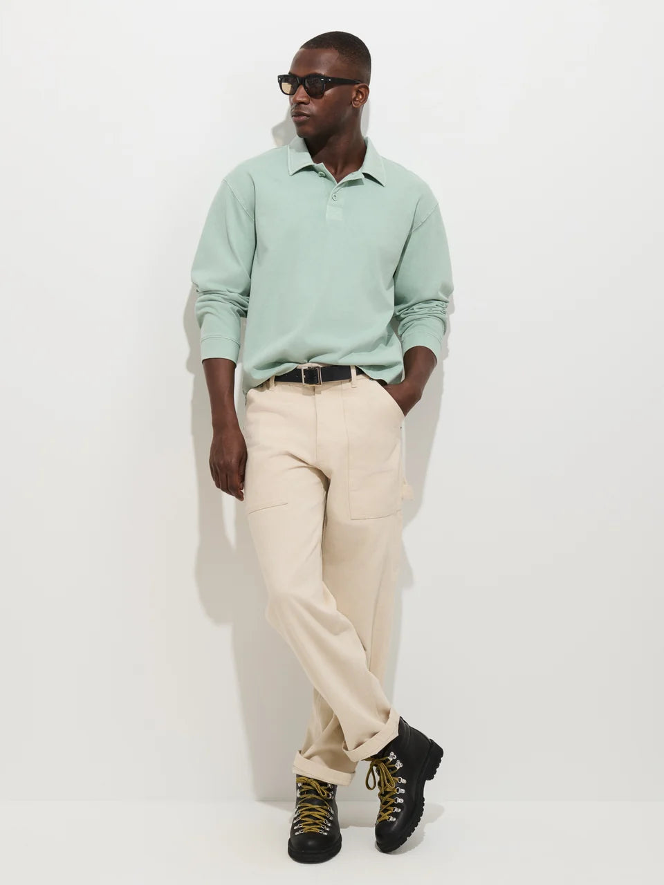 Garment Dyed Rugby Shirt in Cotton Jersey - Mint
