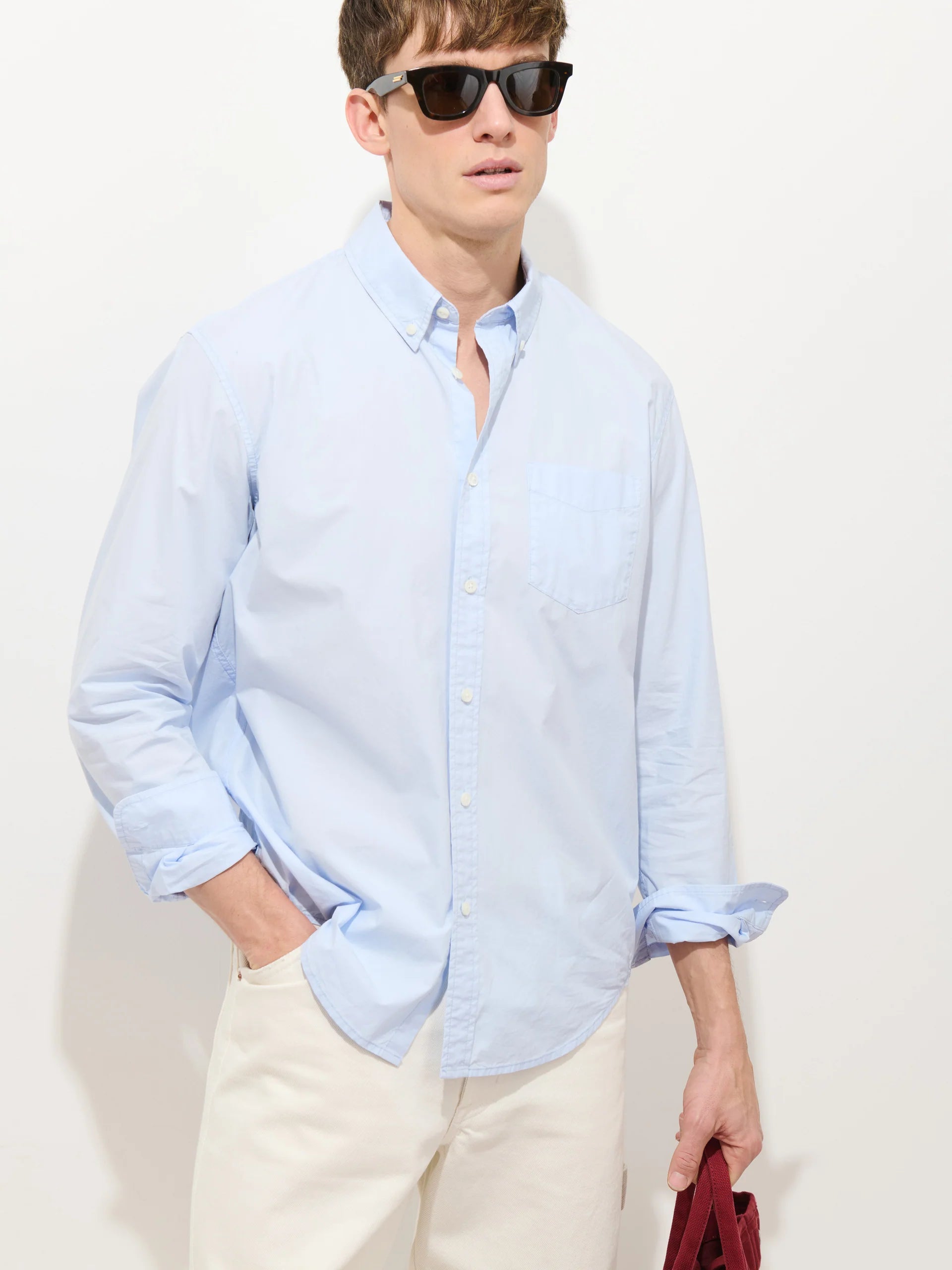Mill Shirt in Cotton Poplin - Calm Blue