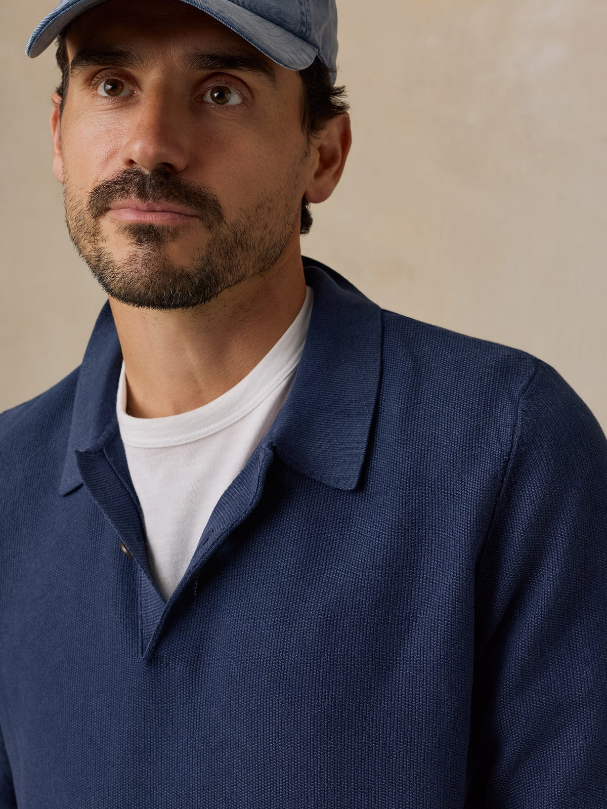 Lightweight Sunwashed Sweater Polo - Blue Nights