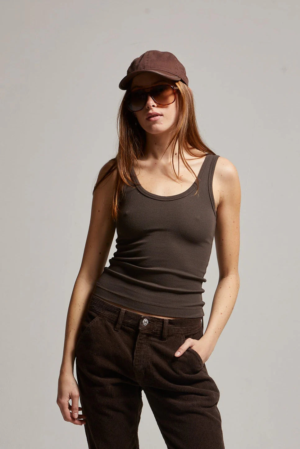 Mila Rib Tank - Truffle