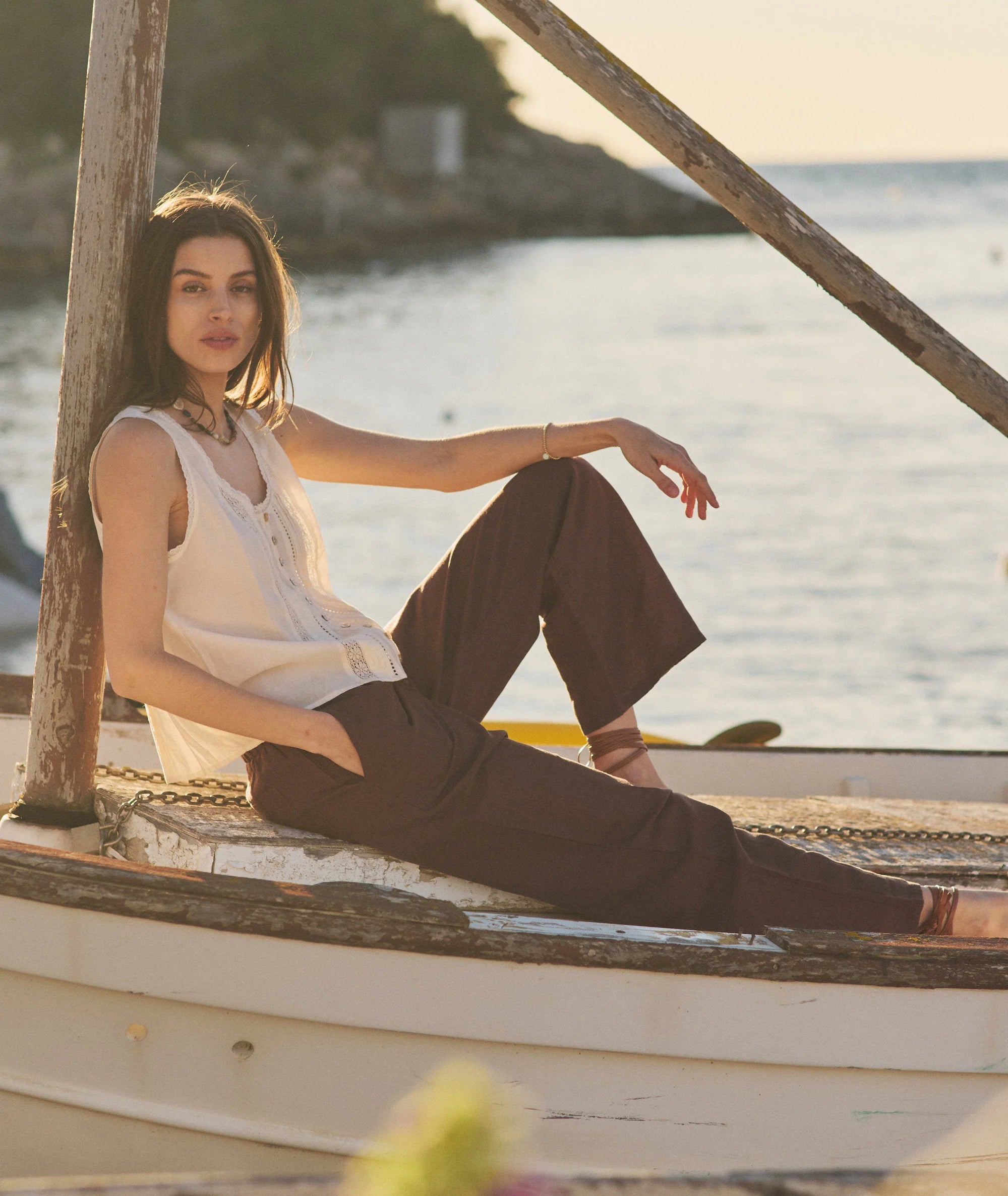 Linen Drawstring Pant - Chocolate