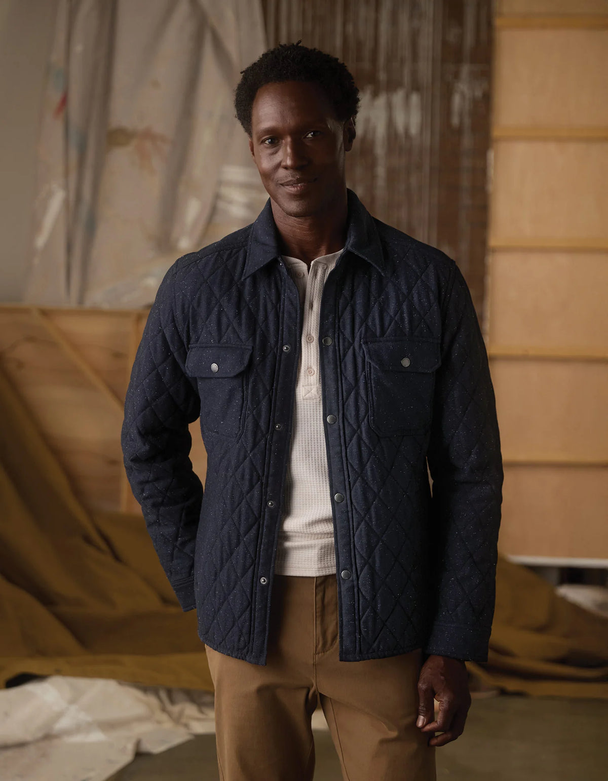 Insulated Workwear Jacket - Navy Nep