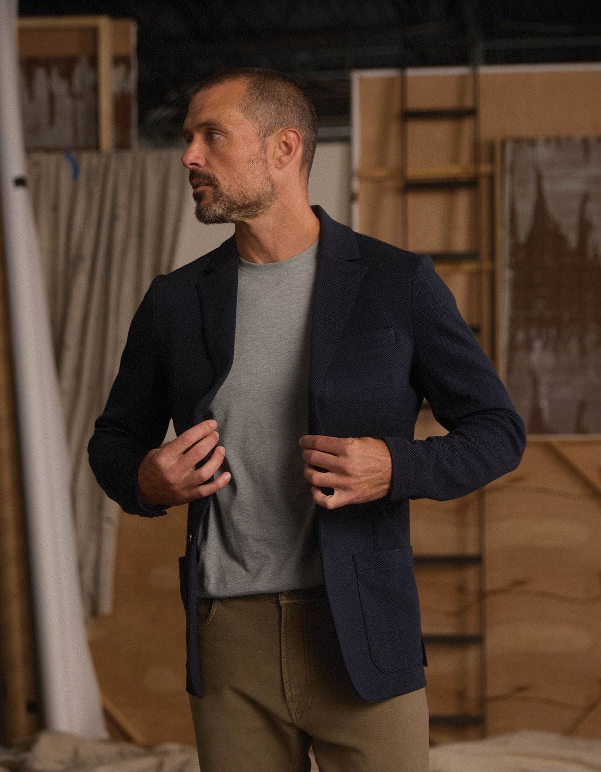 Stretch Knit Blazer - Normal Navy