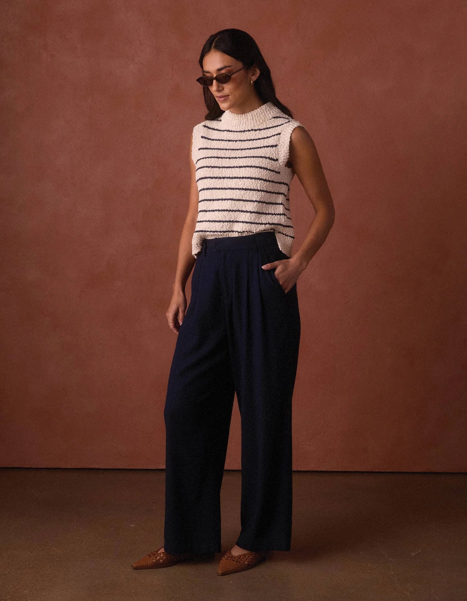 Louise Knit Tank - Cream/Navy Stripe