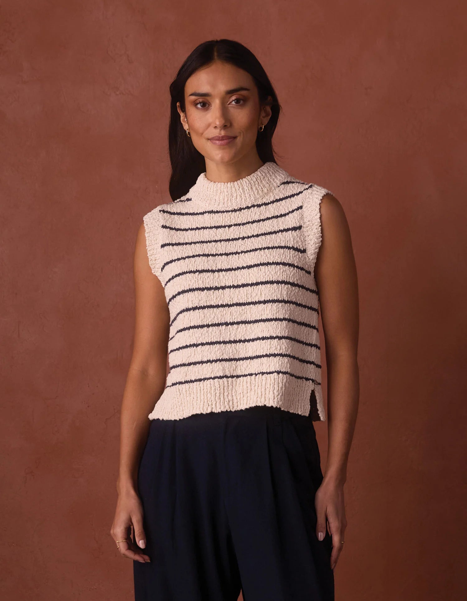 Louise Knit Tank - Cream/Navy Stripe