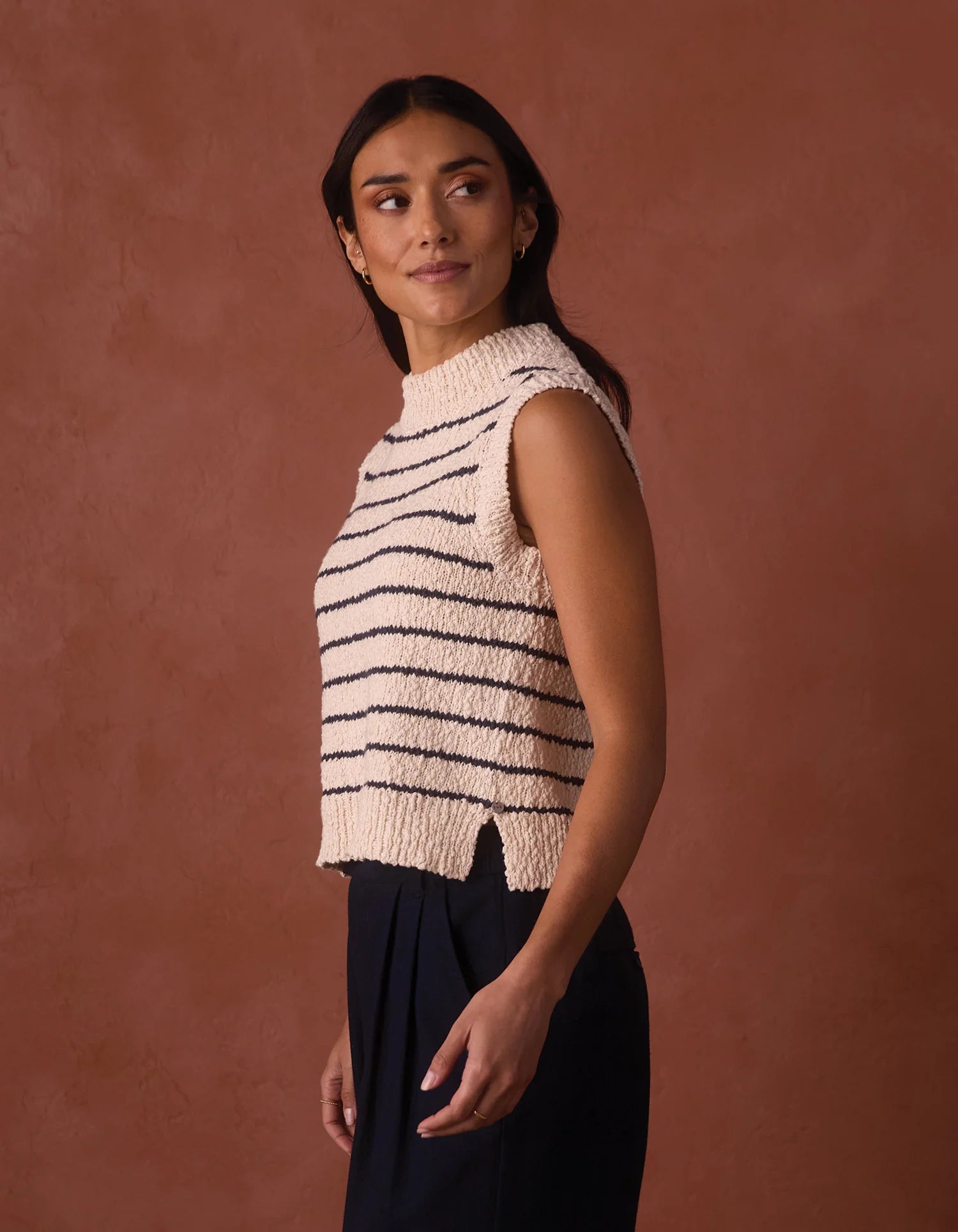 Louise Knit Tank - Cream/Navy Stripe