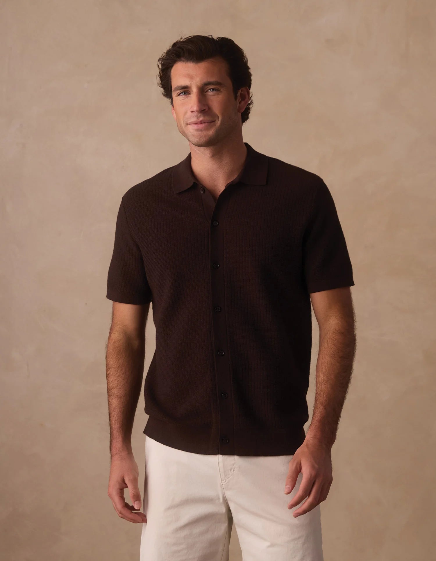 Breezeknit Button Up - Dark Brown