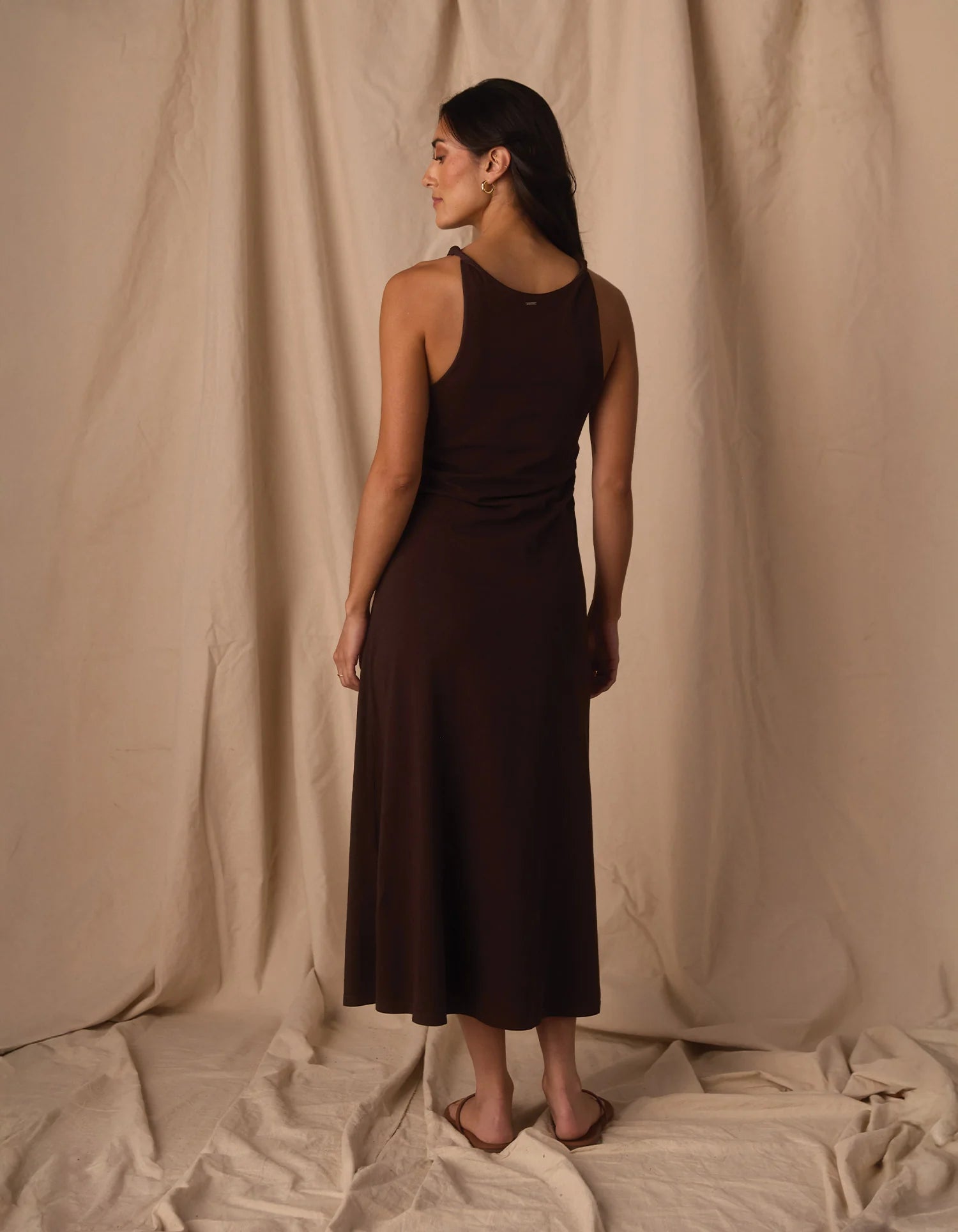 Normal Jersey Draped Midi Dress - Umber