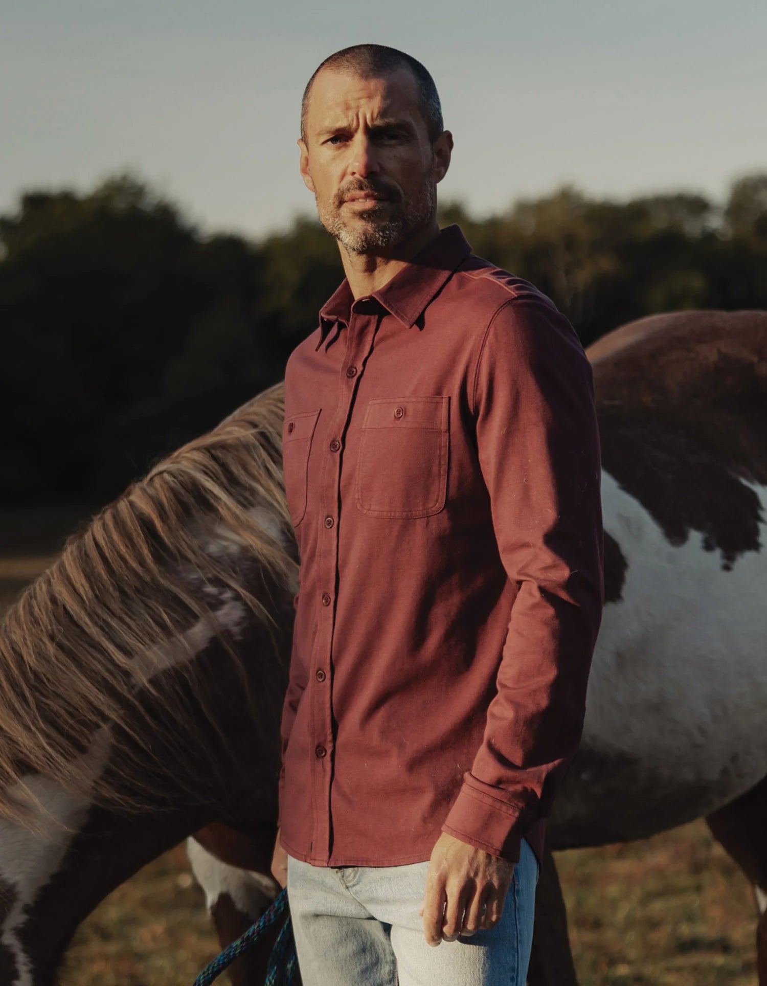 Lennox Jersey Button Up - Port Wine