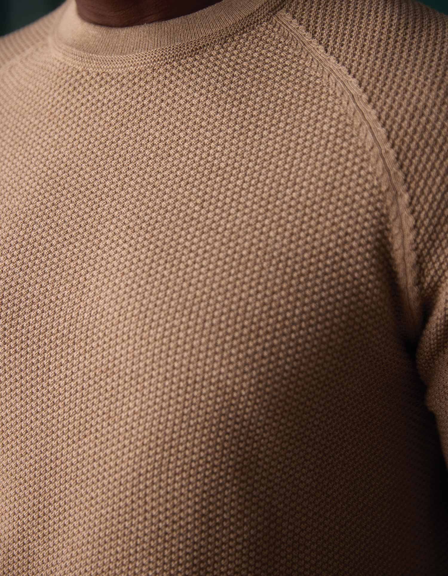 COOLMAX® Textured Crewneck Sweater in Dark Taupe