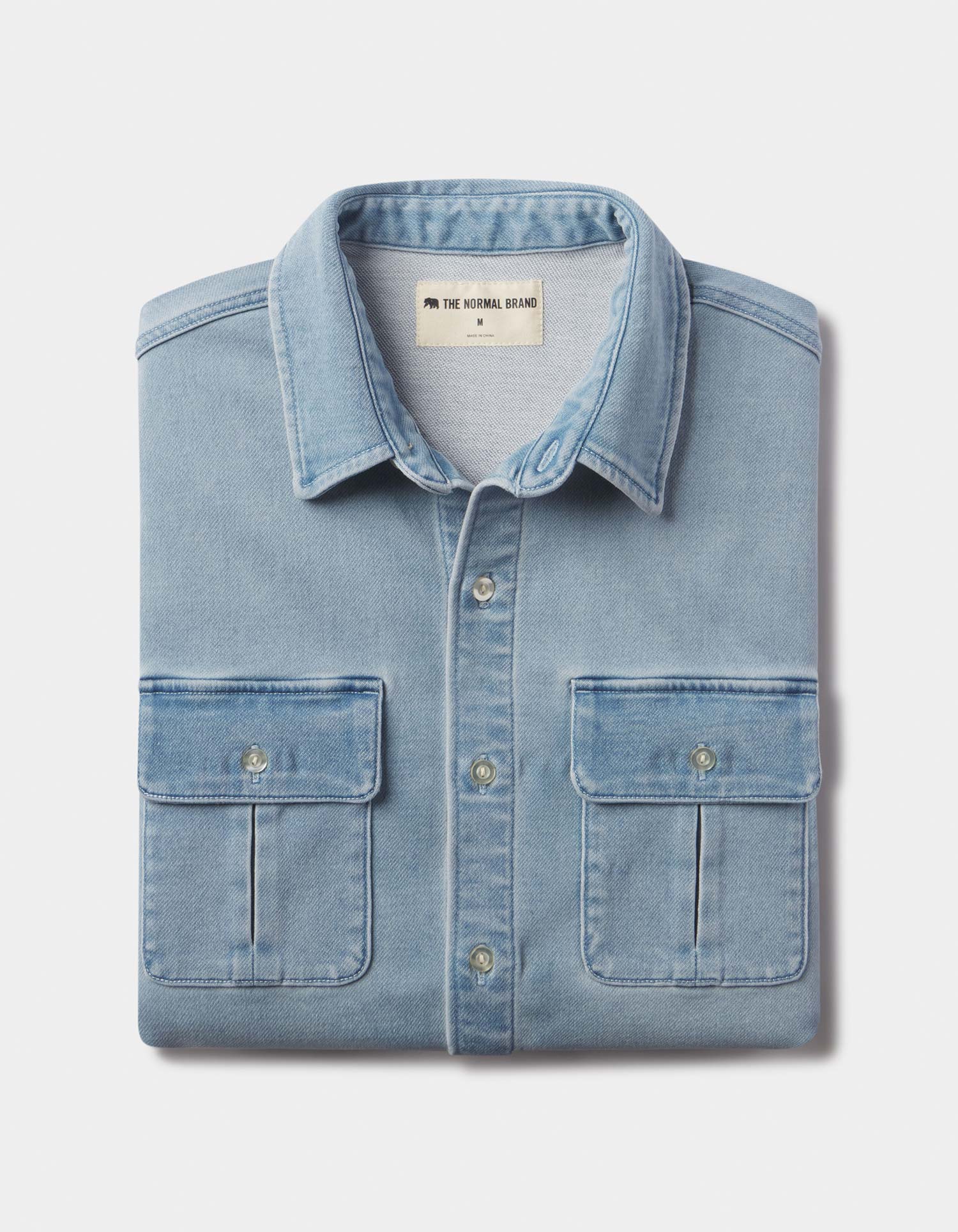 Comfort Terry Jean Shirt Jacket - Light Wash