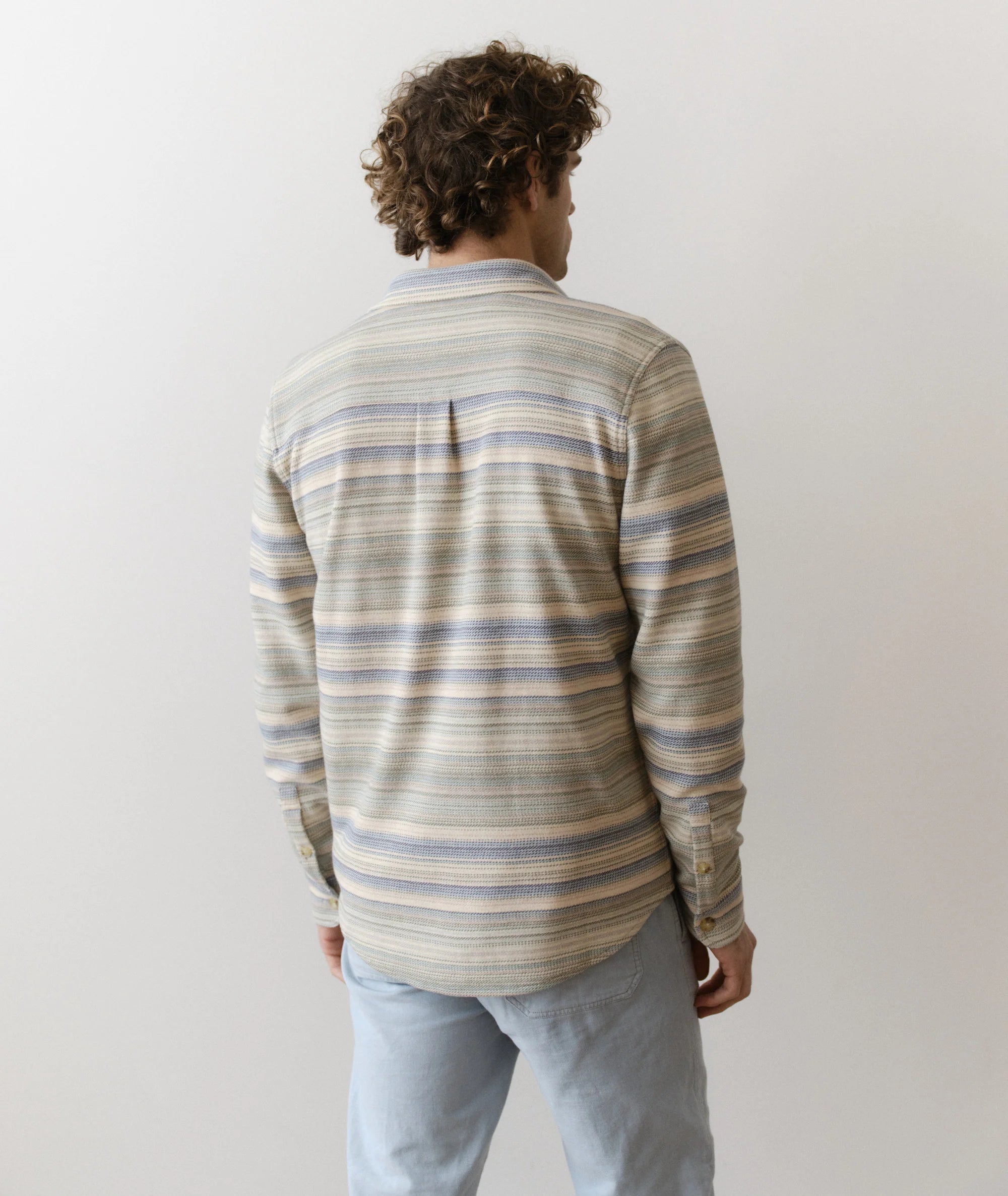 Pacifica Stretch Twill Overshirt - Blue/Green Baja Stripe