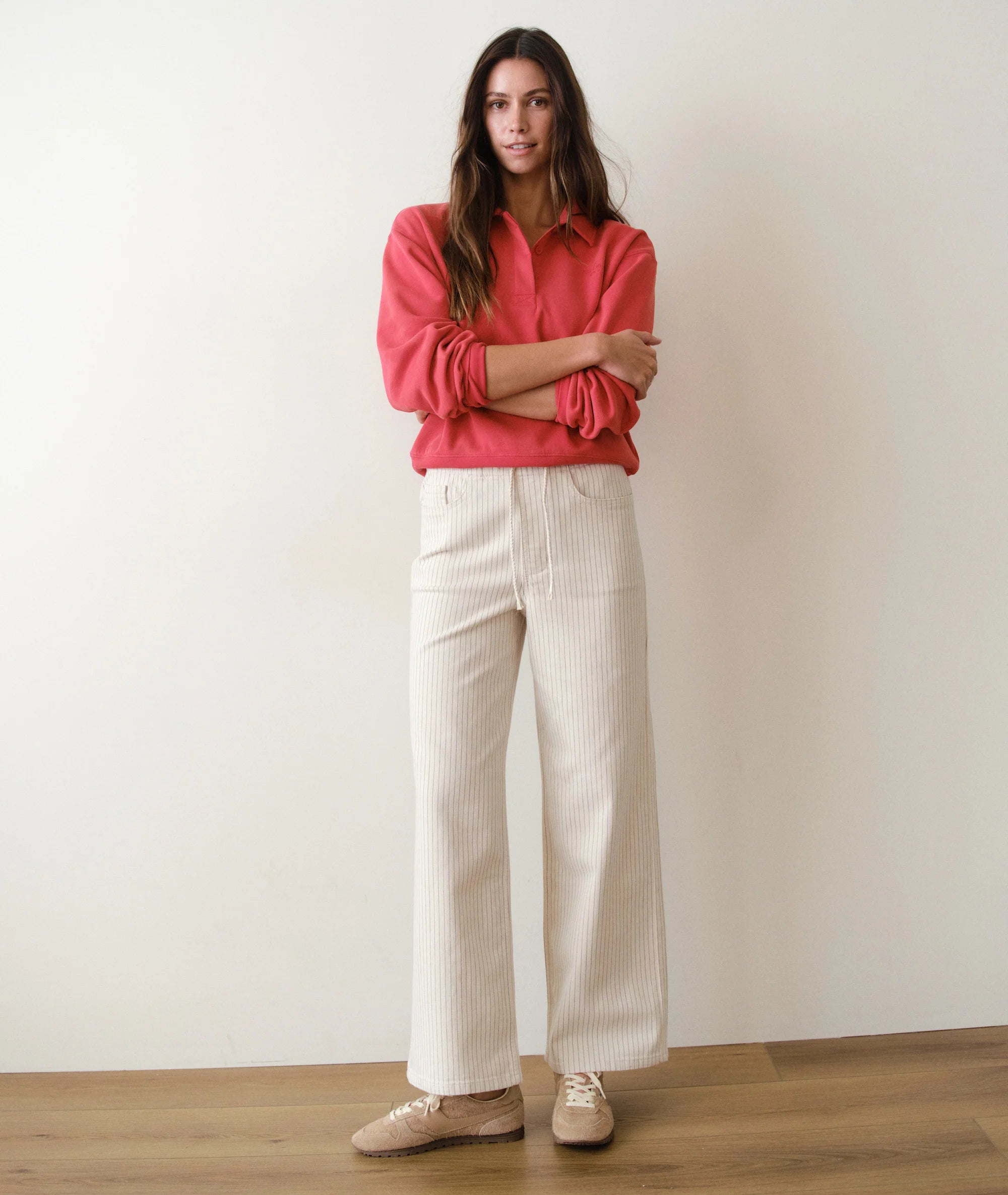 Ella Wide Leg Pant - Ticking Stripe