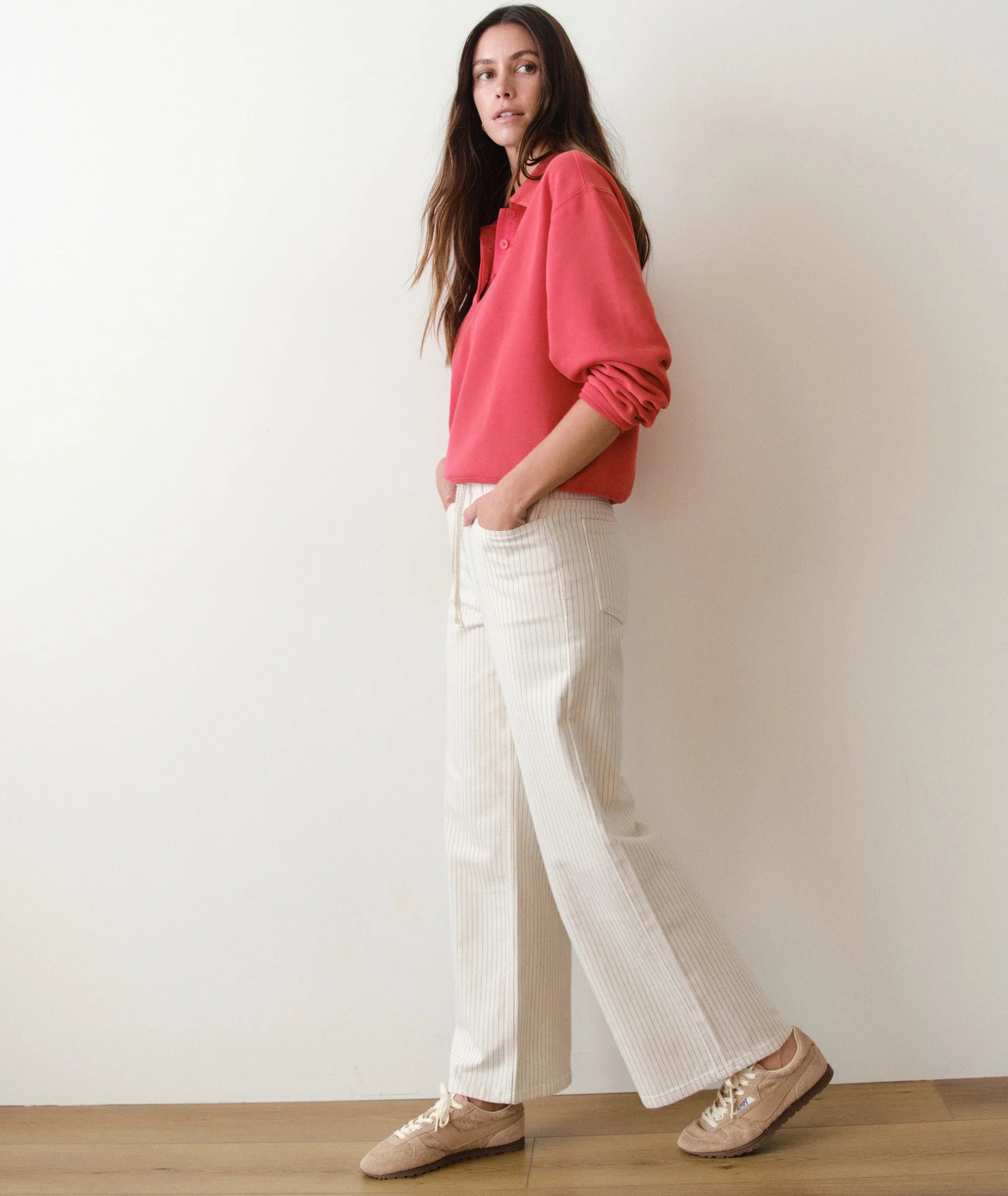 Ella Wide Leg Pant - Ticking Stripe
