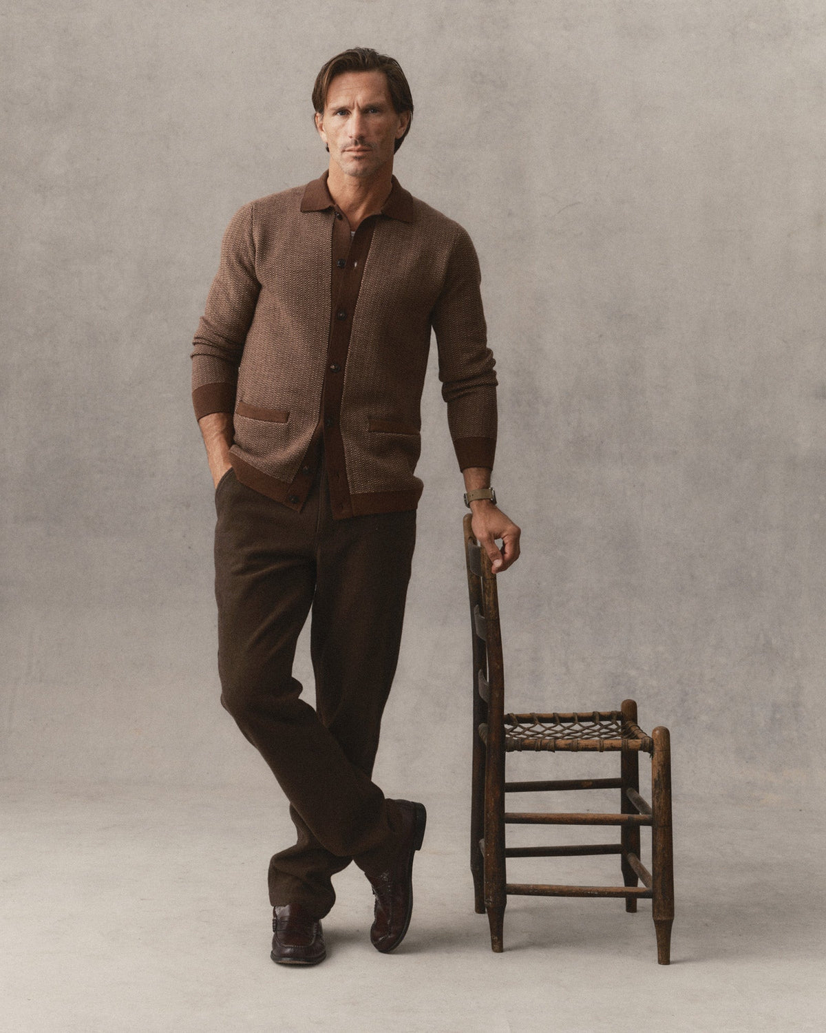 The Miles Sweater Polo - Espresso Merino