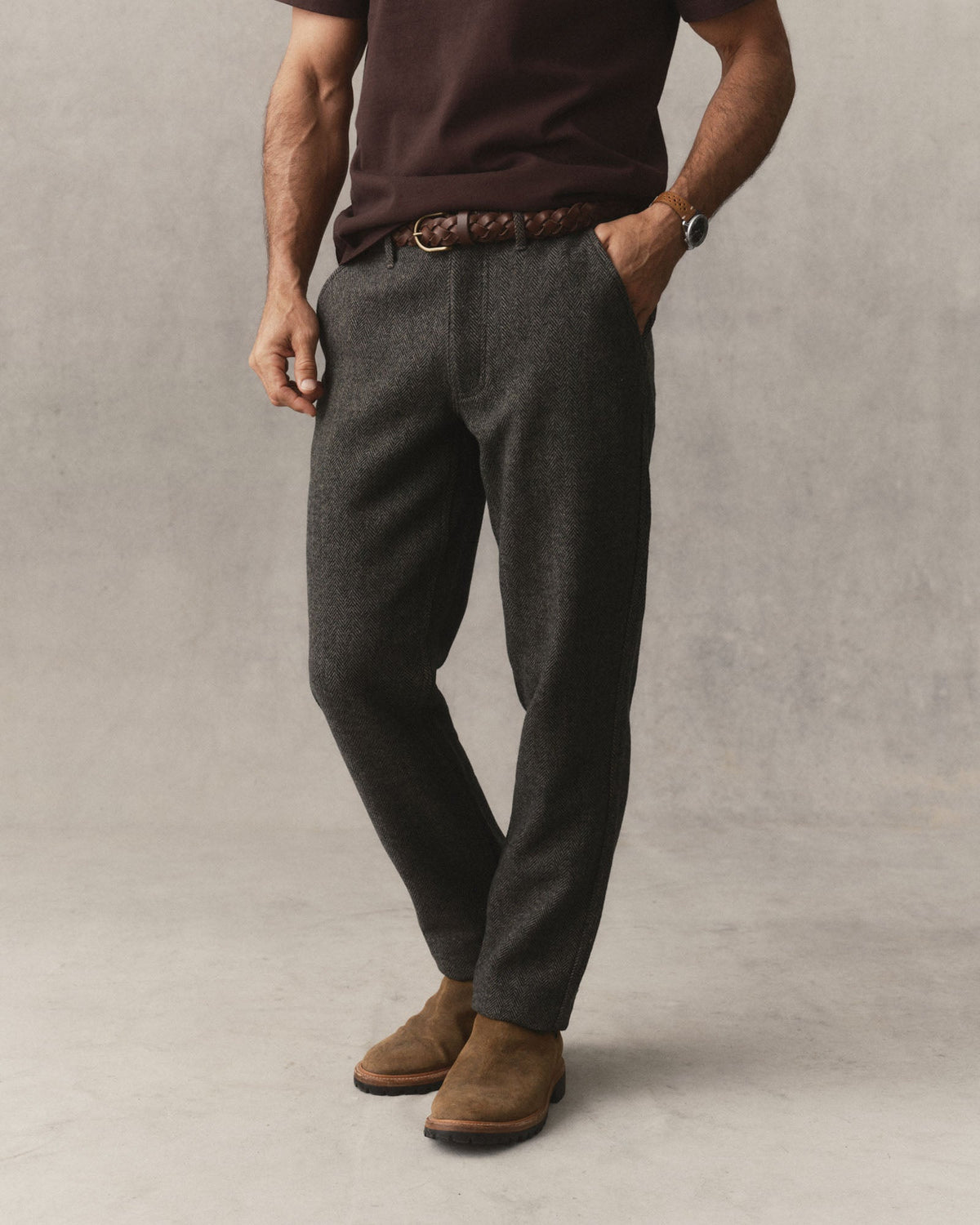 The Carnegie Pant - Walnut Herringbone Wool