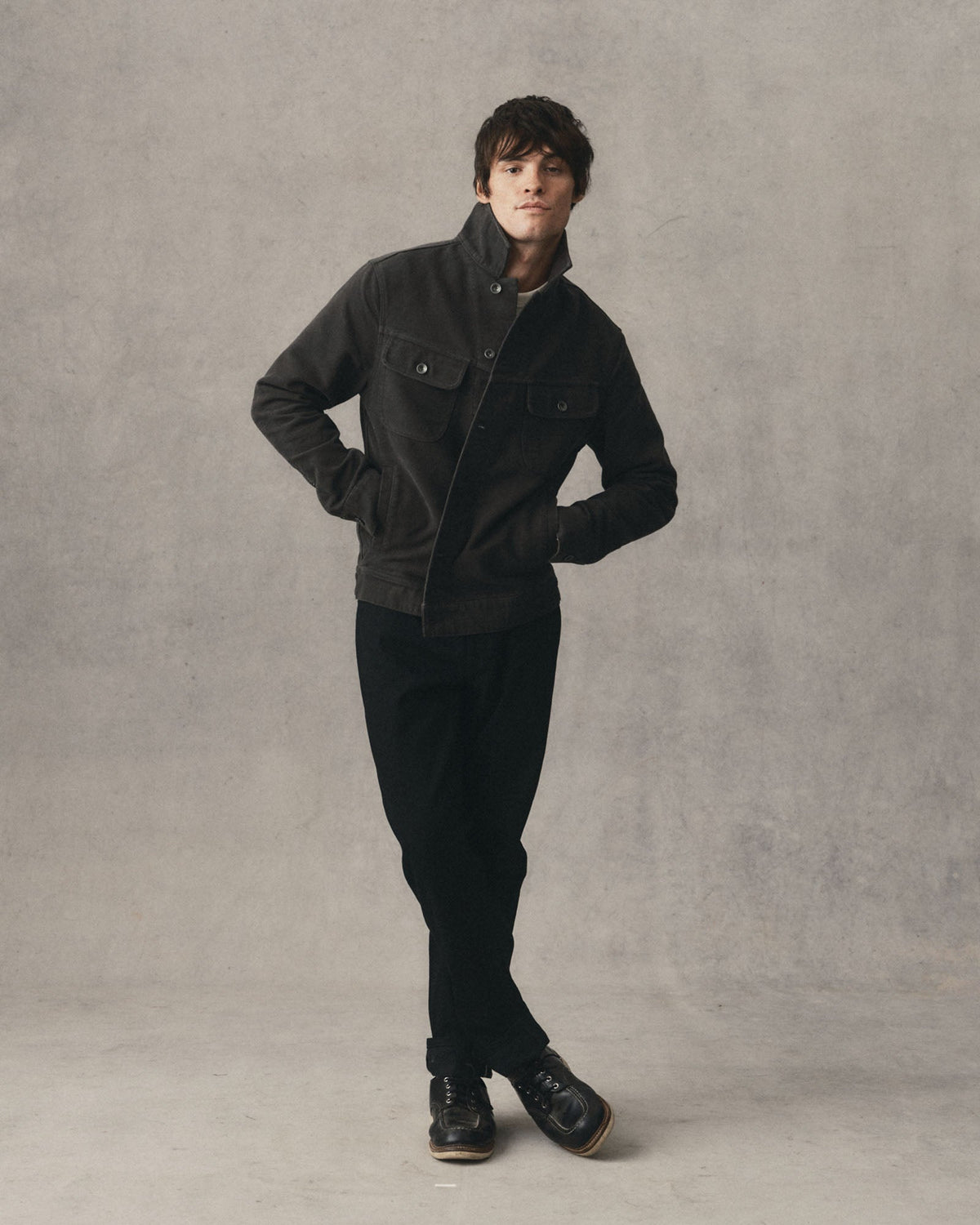The Long Haul Jacket - Faded Black Washed Moleskin