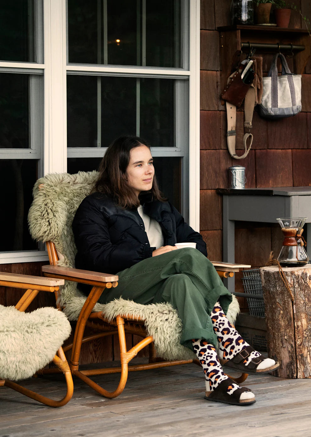 Pile Leopard Crew Socks