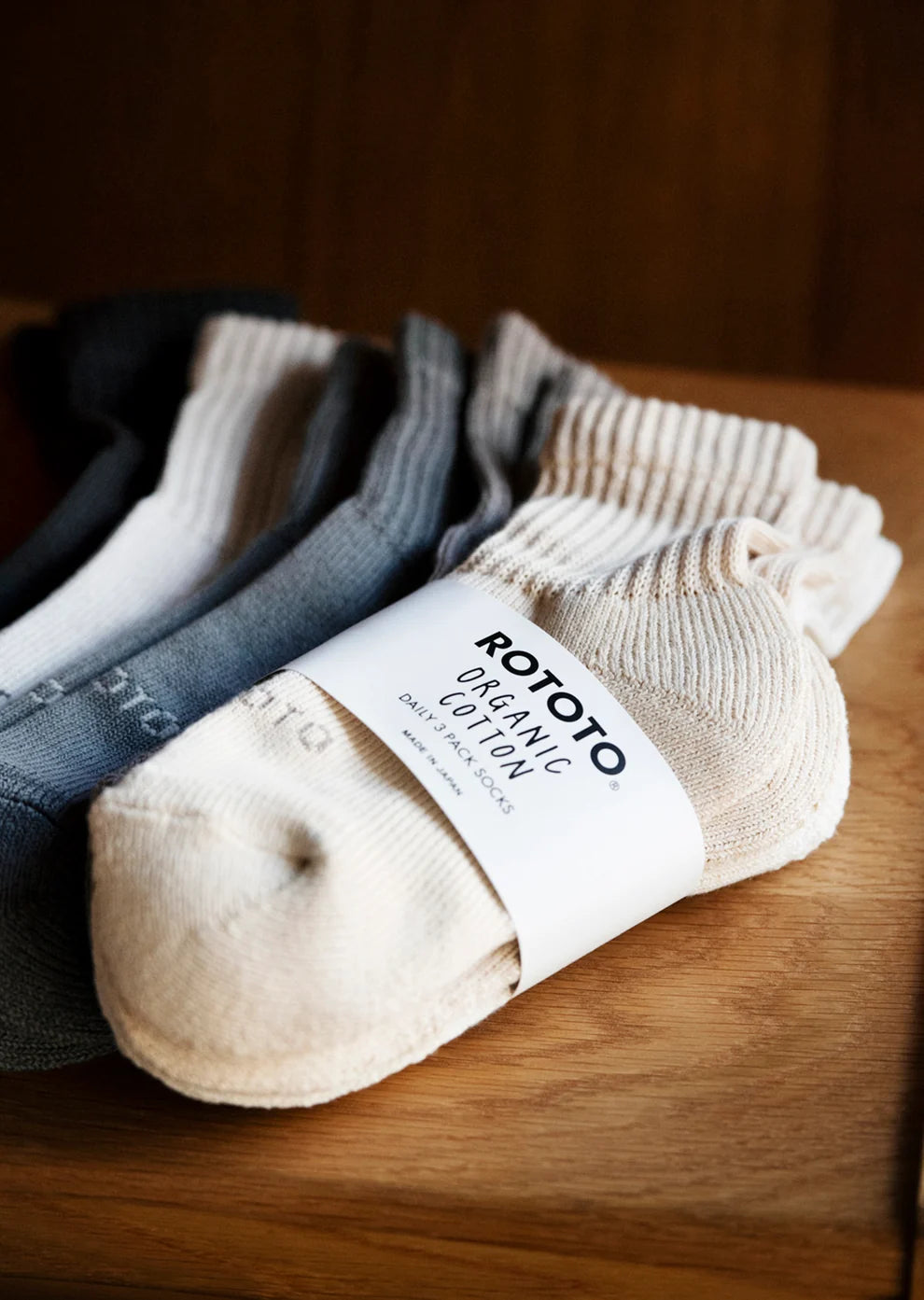 Organic Daily 3-Pack Mini Crew Socks - Khaki Tones