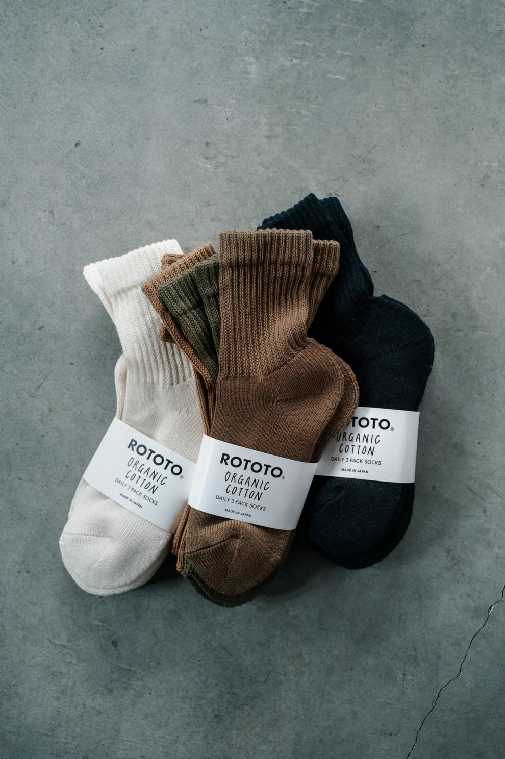 Organic Daily 3-Pack Mini Crew Socks - Khaki Tones
