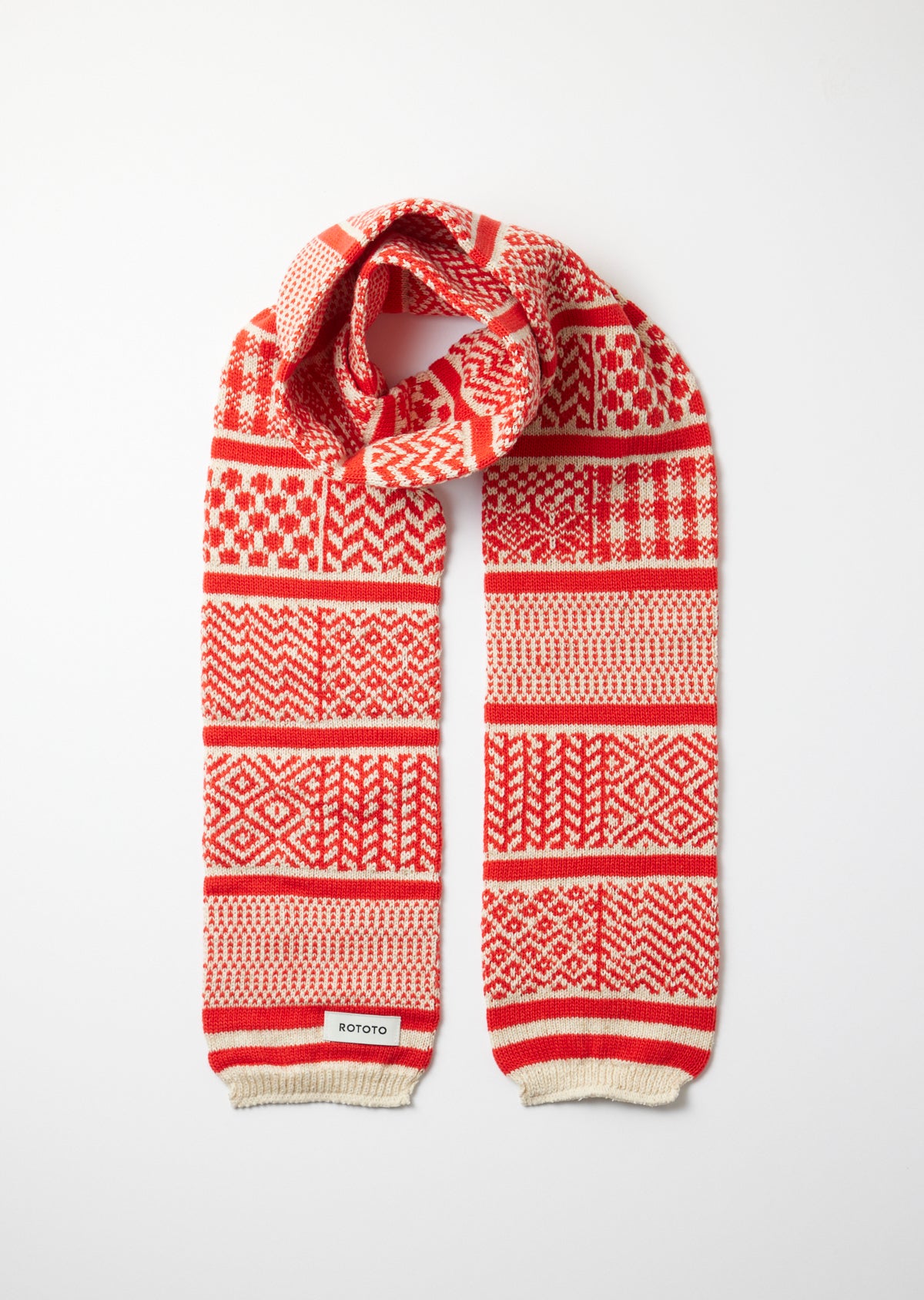Sockstole Scarf Multi Jacquard / Ivory & M. Red Winter25