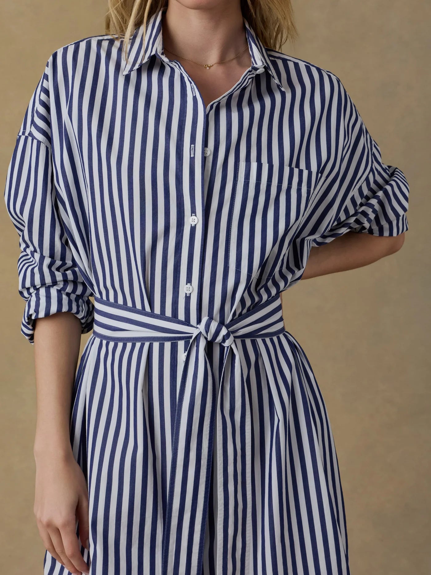 Coastal Poplin Rio Shirtdress - Seaside Stripe