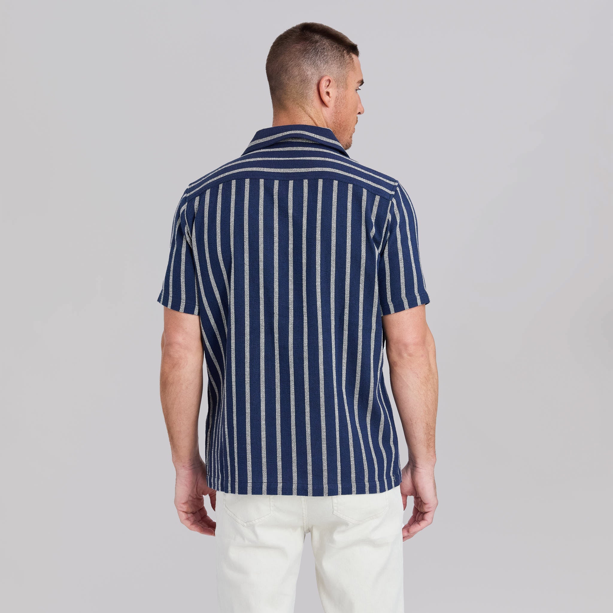 The Capri Striped Cabana Shirt - Navy Stripe