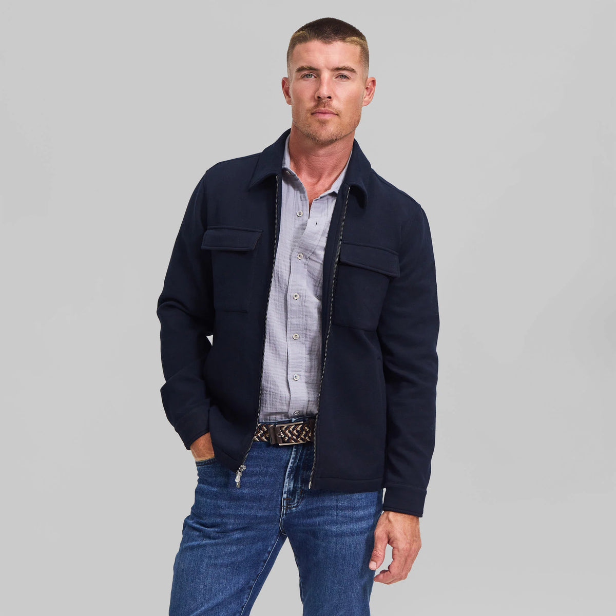 The Wren - Stretch Shirt Jacket - Navy