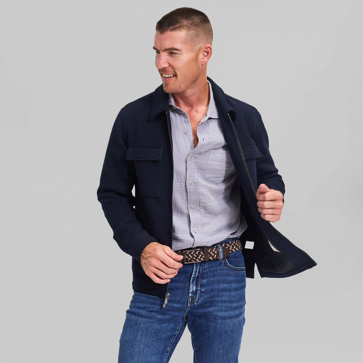 The Wren - Stretch Shirt Jacket - Navy