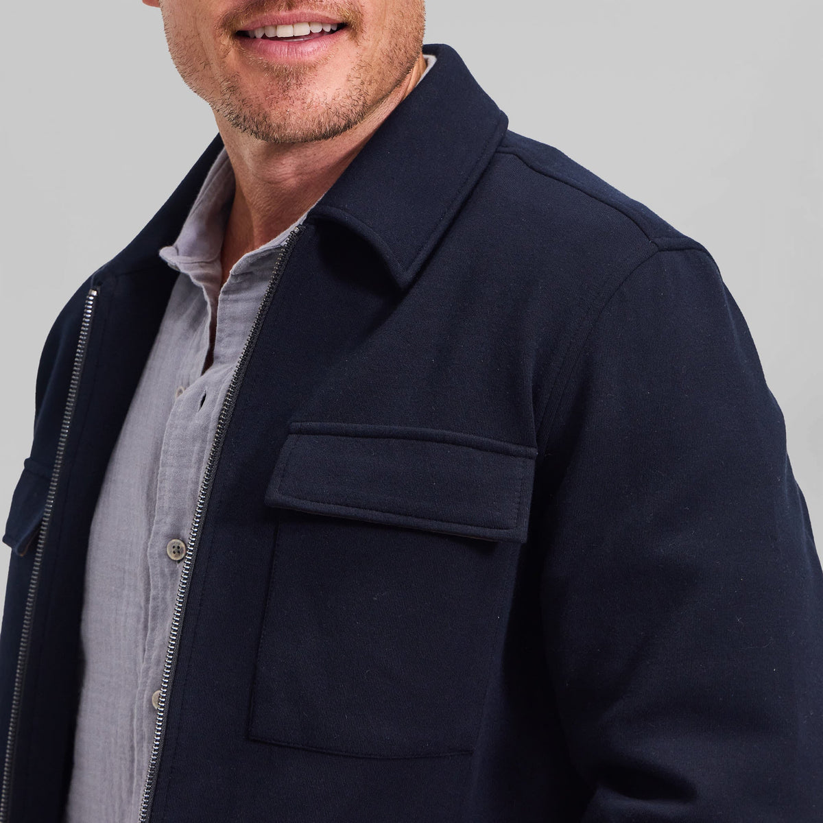 The Wren - Stretch Shirt Jacket - Navy