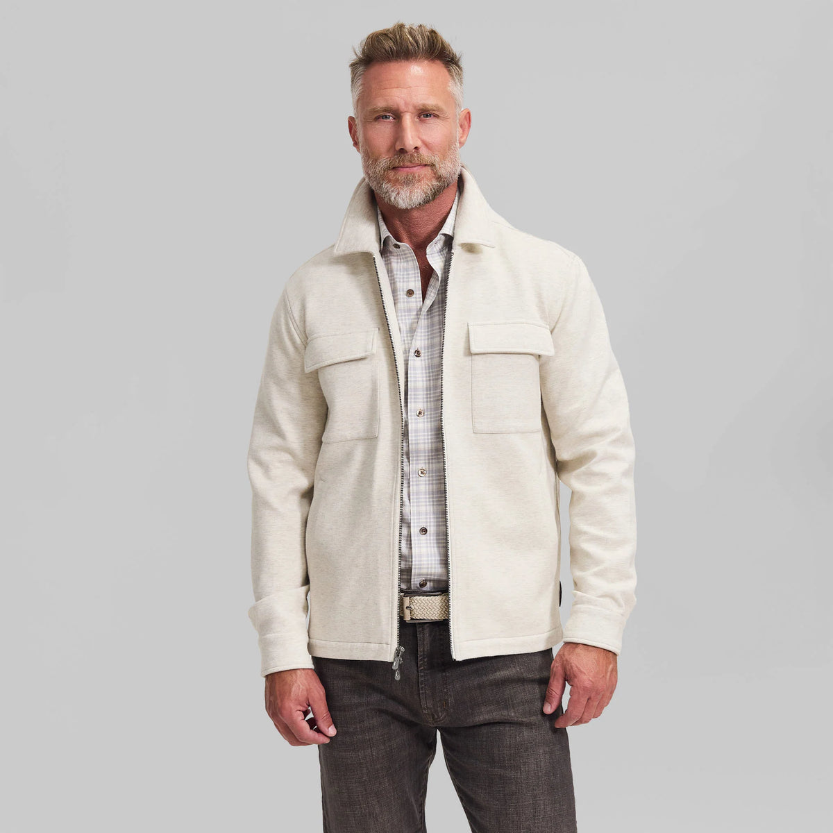 The Wren - Stretch Shirt Jacket - Light Taupe