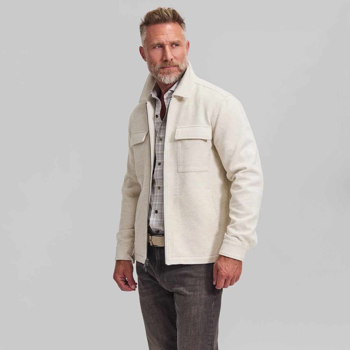 The Wren - Stretch Shirt Jacket - Light Taupe