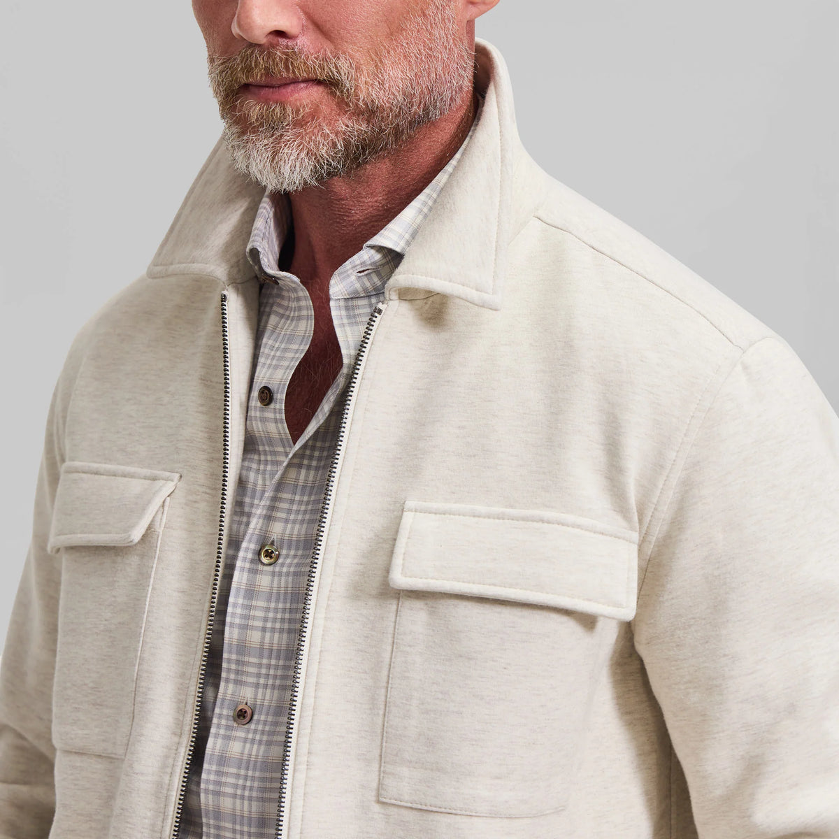 The Wren - Stretch Shirt Jacket - Light Taupe