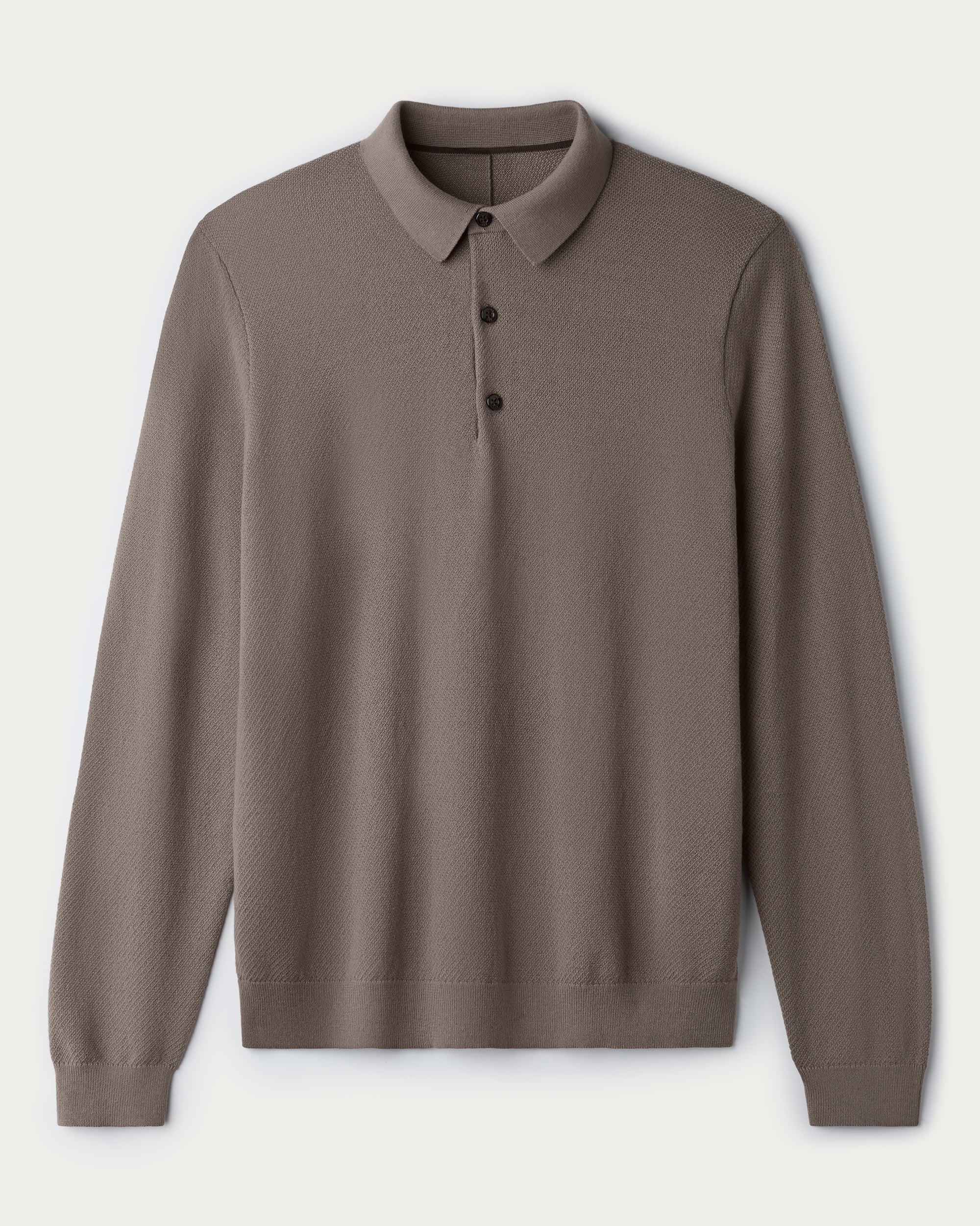 Resolve Pique Long Sleeve Sweater Polo - Foggy Taupe