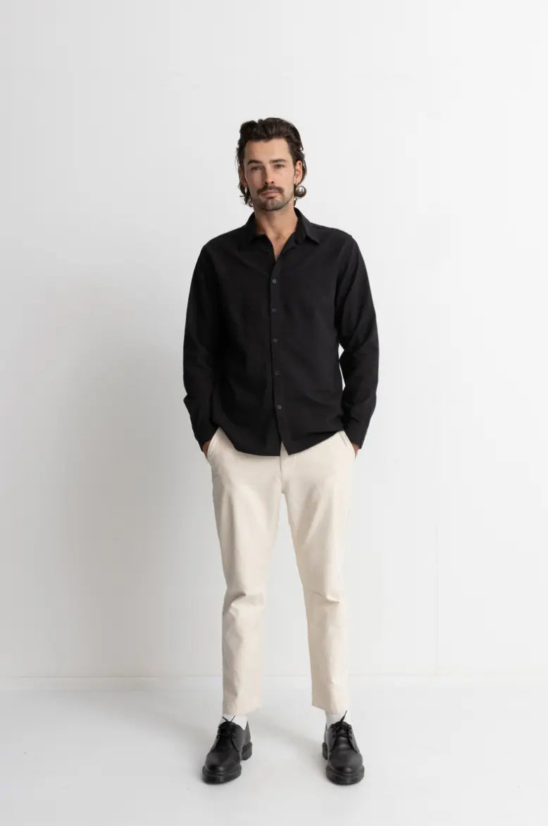 Classic Linen Long Sleeve Shirt - Black