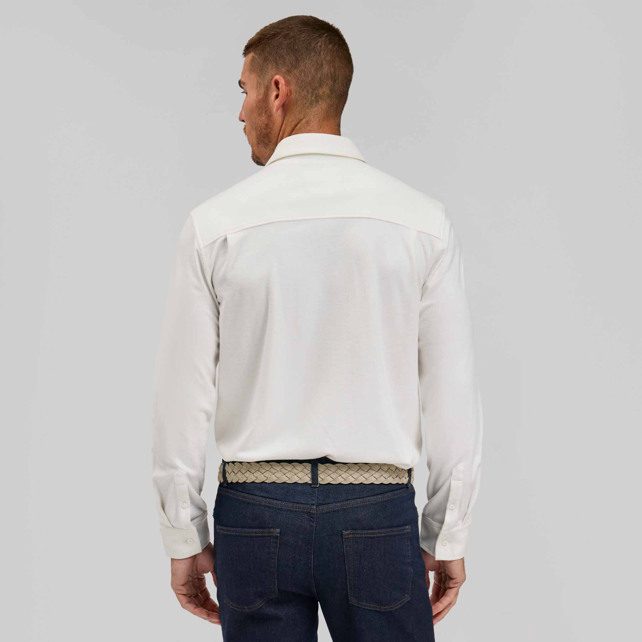 The Claude Heather Tech Button Down - White